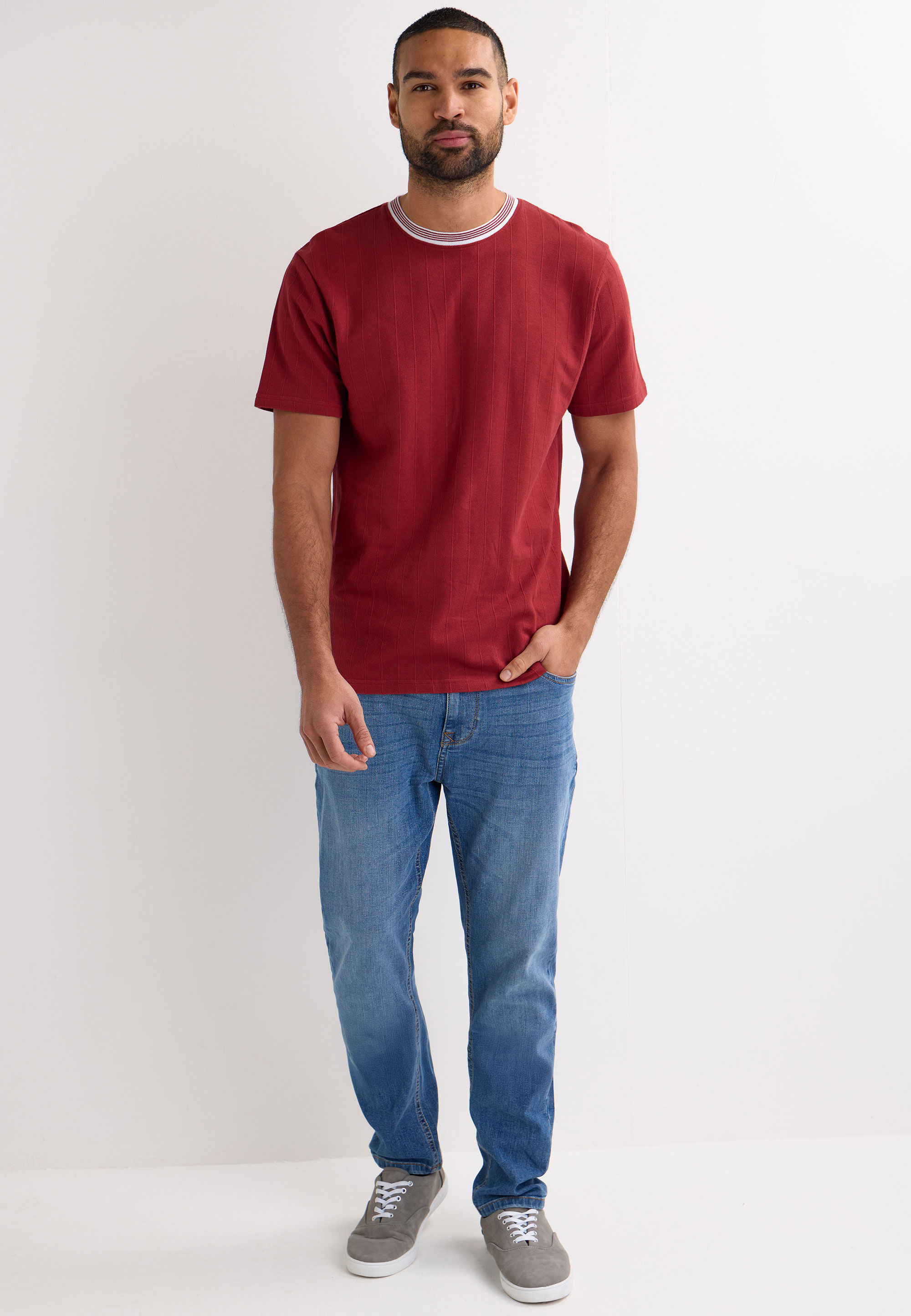 Mens Red Tipped Cotton T-Shirt