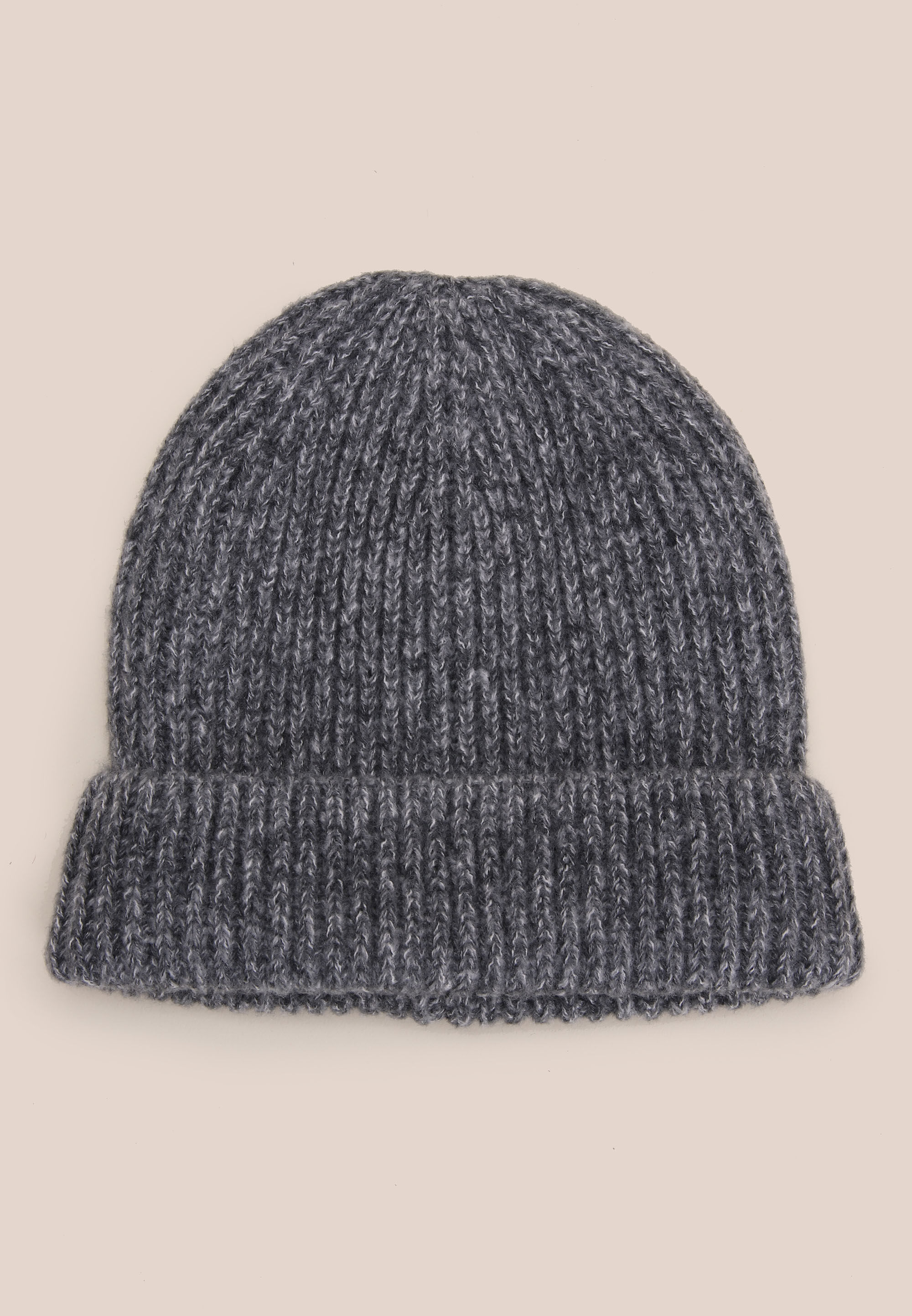 Mens Grey Plain Knitted Beanie