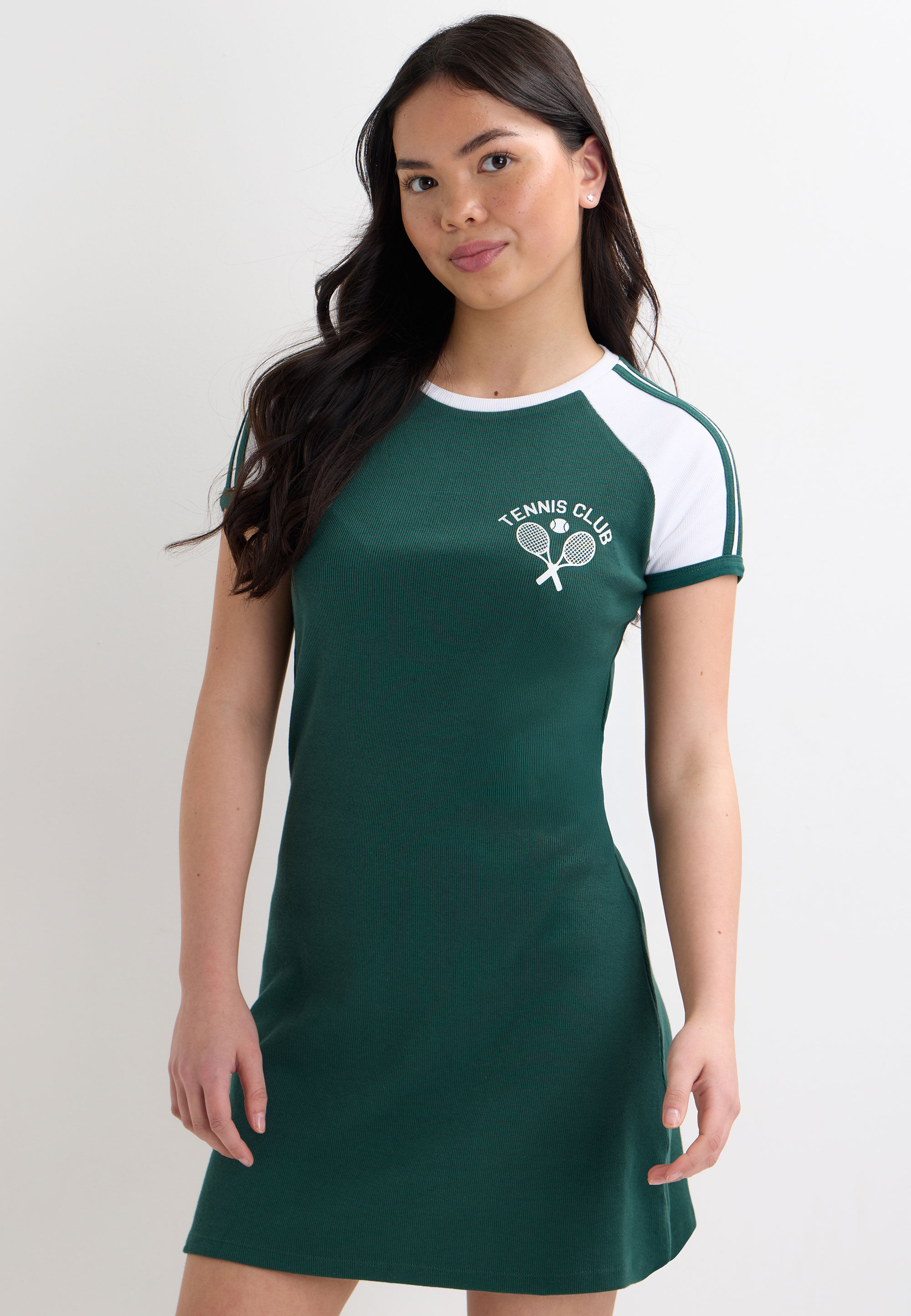 Older Girls Green Sport Print A-Line Dress