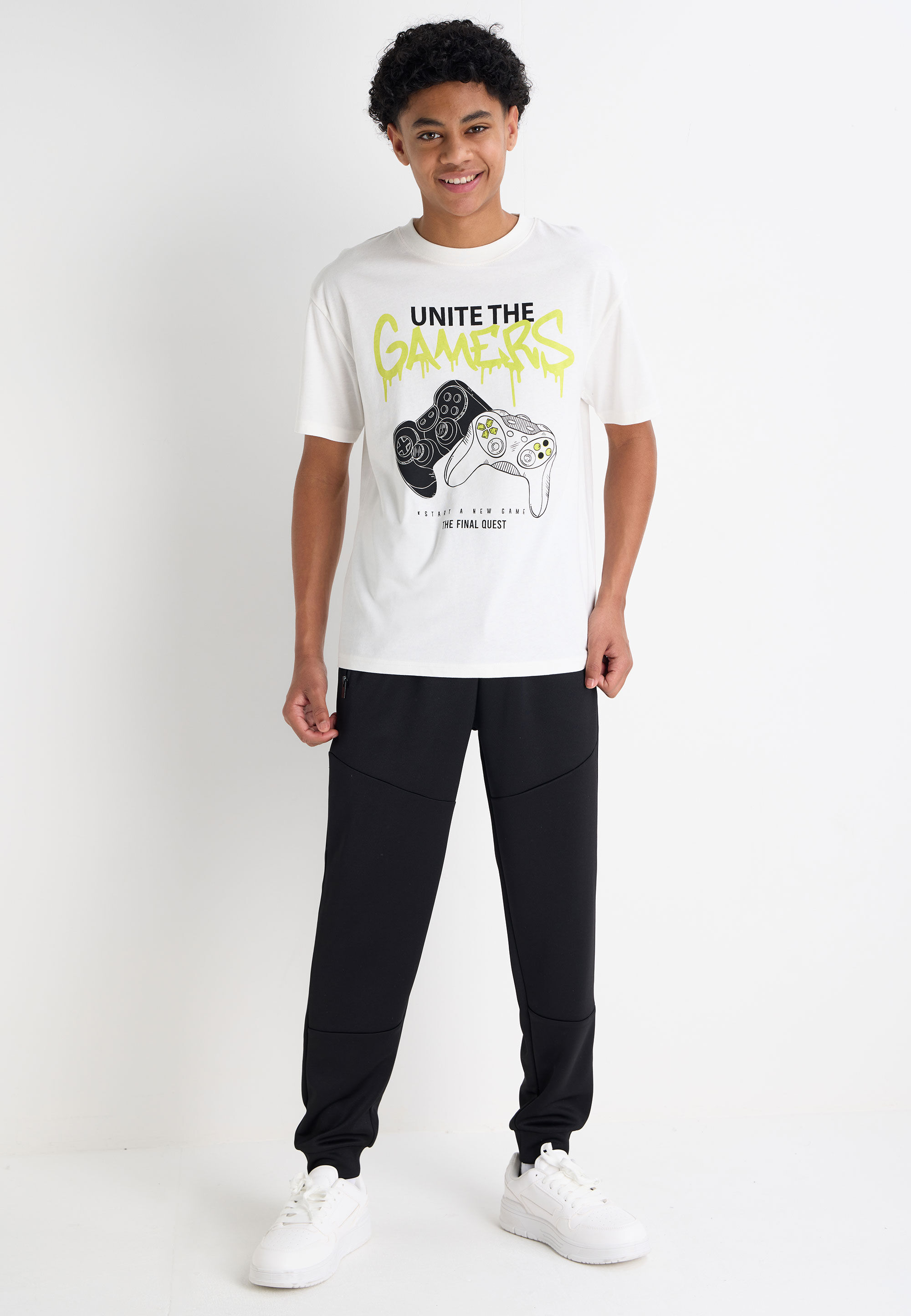 Older Boys Ecru Gaming Graphic Print T-Shirt