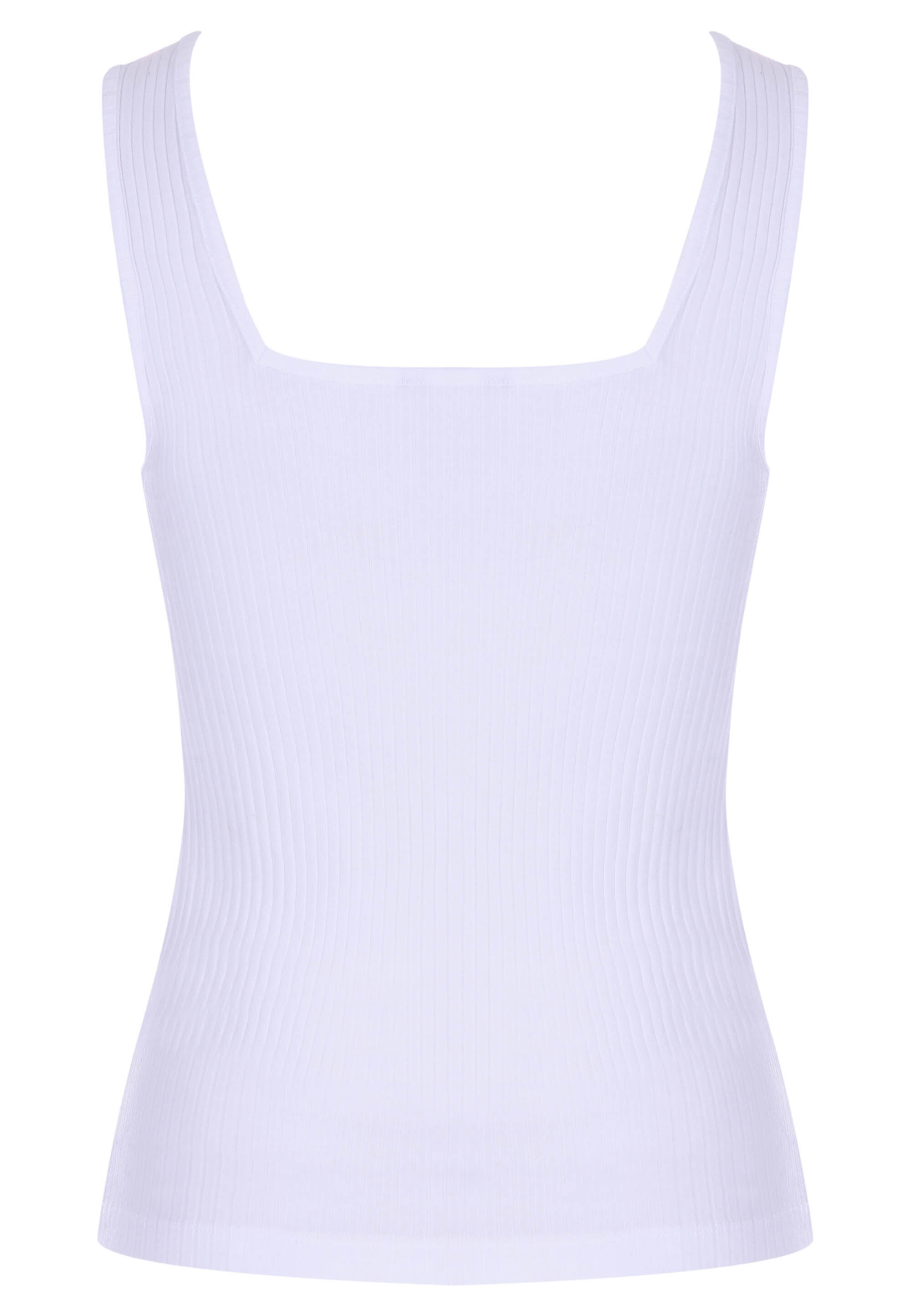 Womens White Ribbed Square Neckline Vest