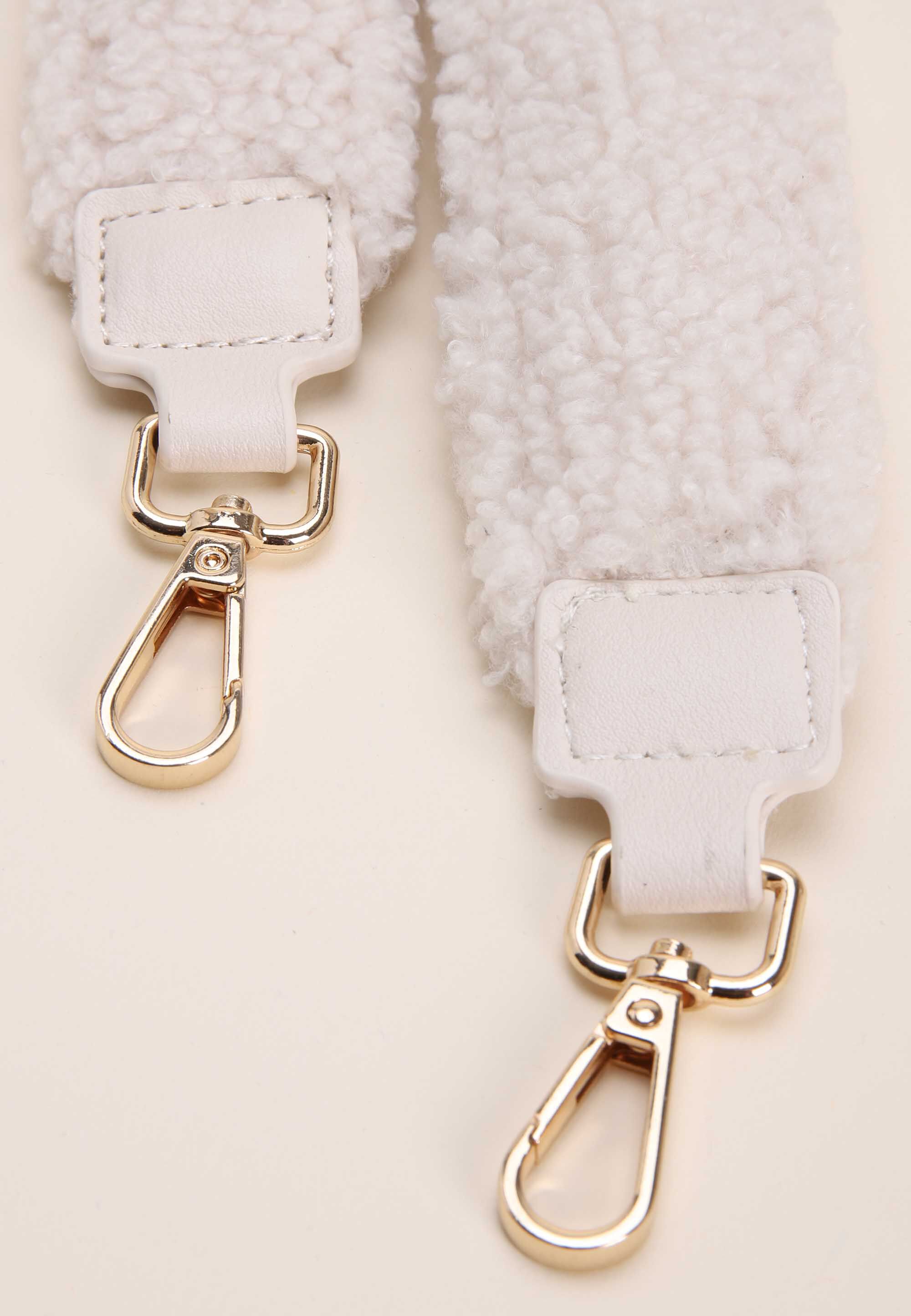 Womens Cream Fluffy Bag Strap