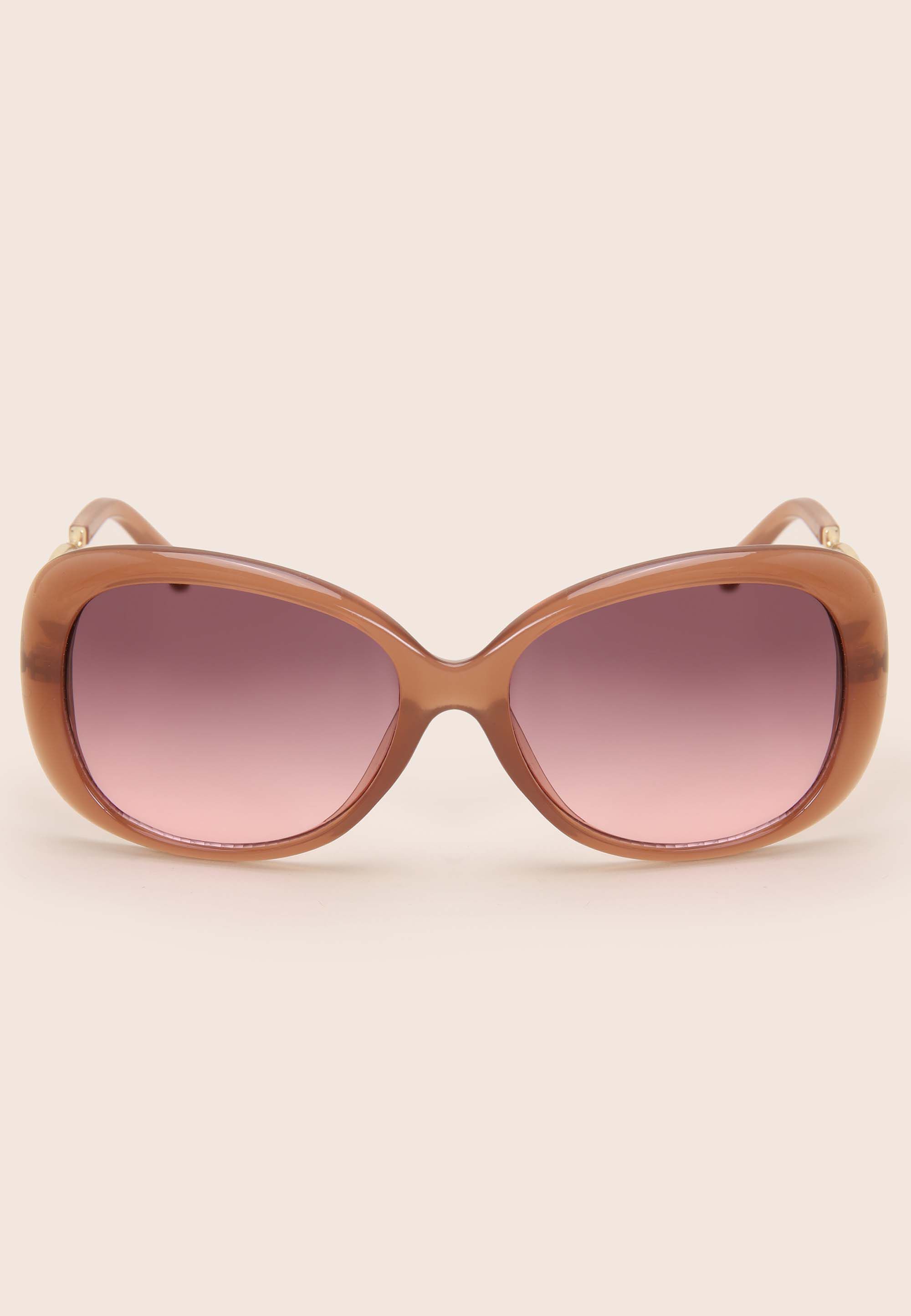 Womens Pink Wavey Rectangle Large Sunglasses