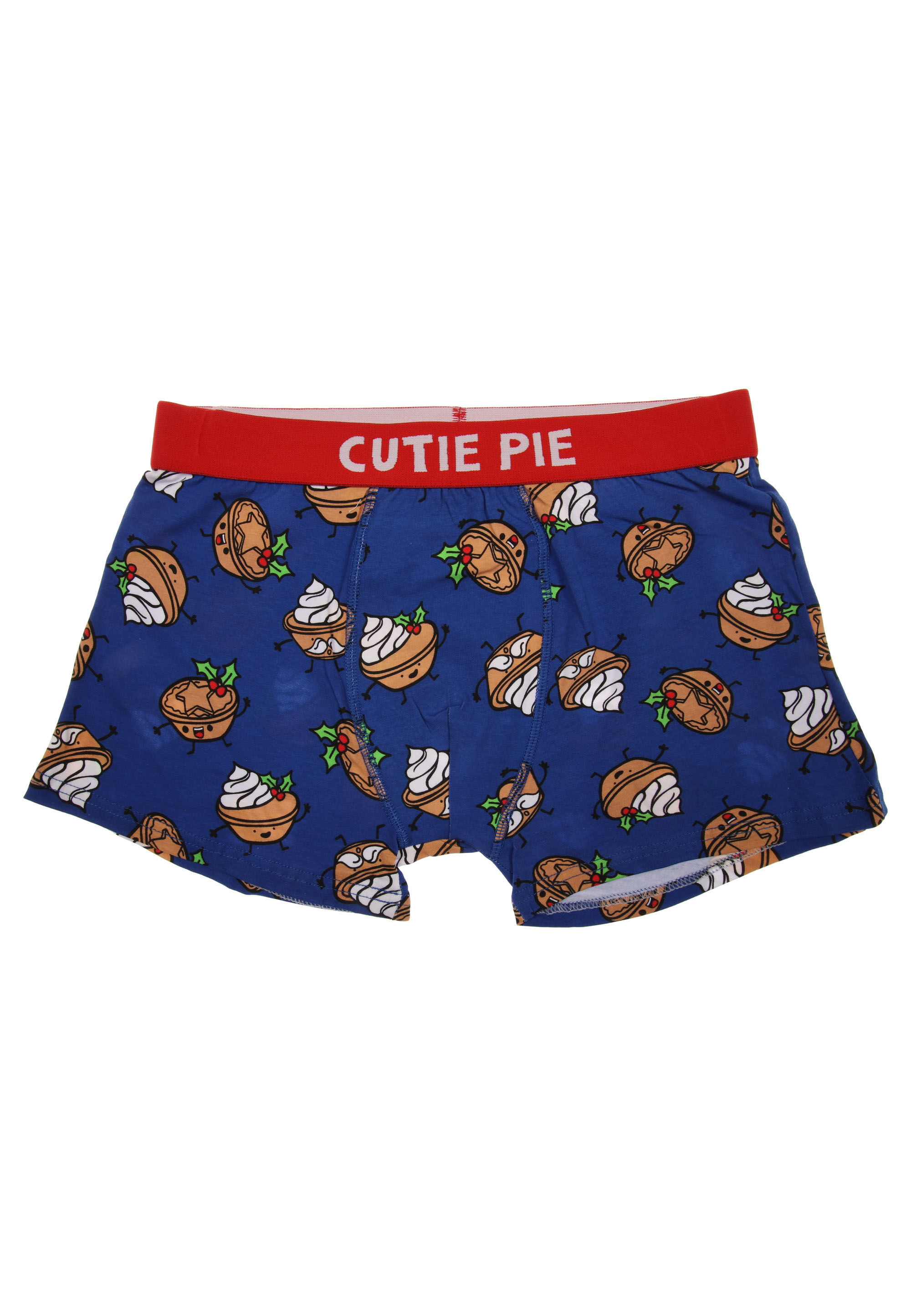 Mens Blue Christmas Cutie Pie Novelty Trunks