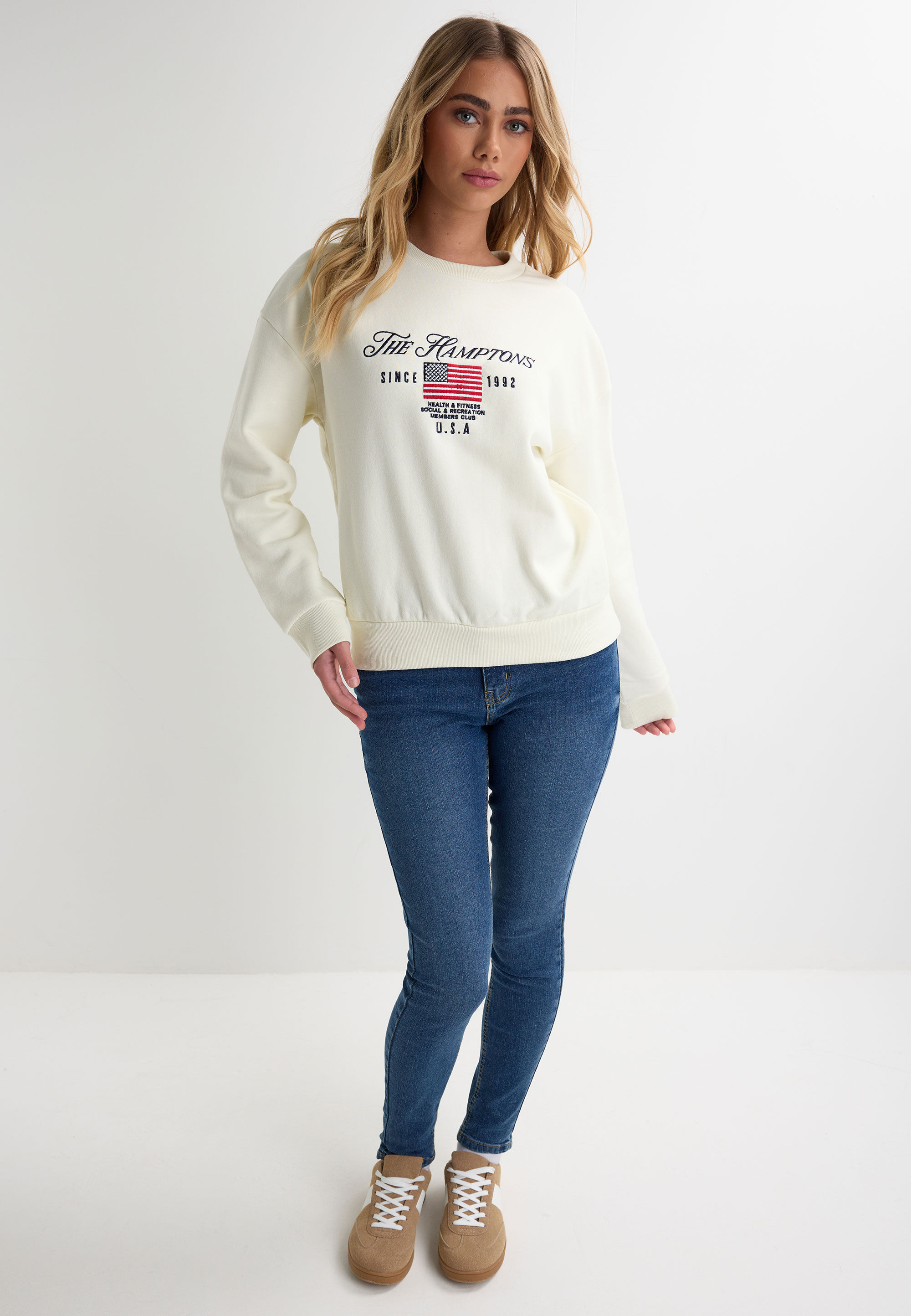 Womens Cream Hamptons 1992 Graphic Sweatshirt