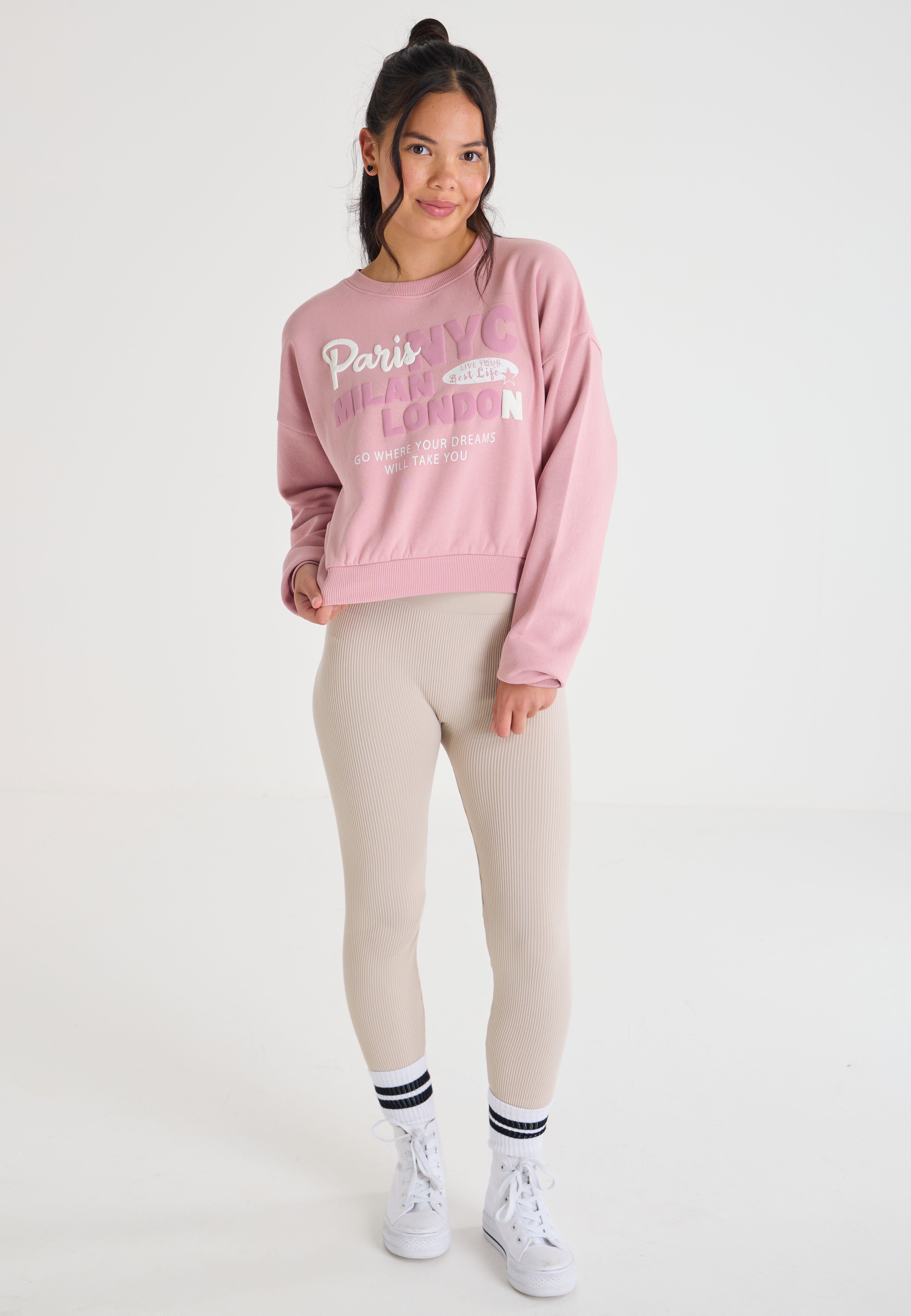 Older Girls Pink City Slogan Sweatshirt