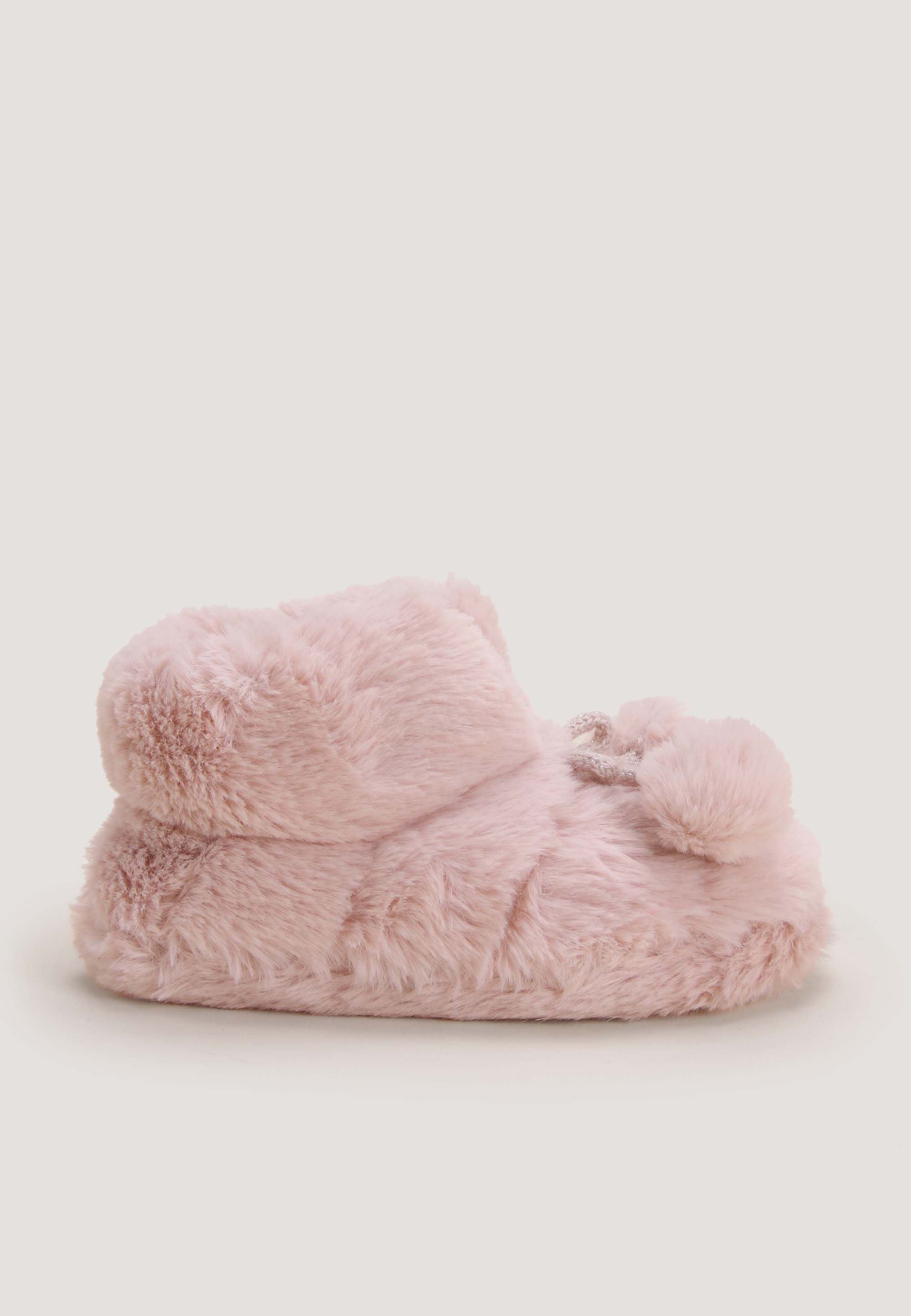 Younger Girls Pink Faux Fur Slipper Boots
