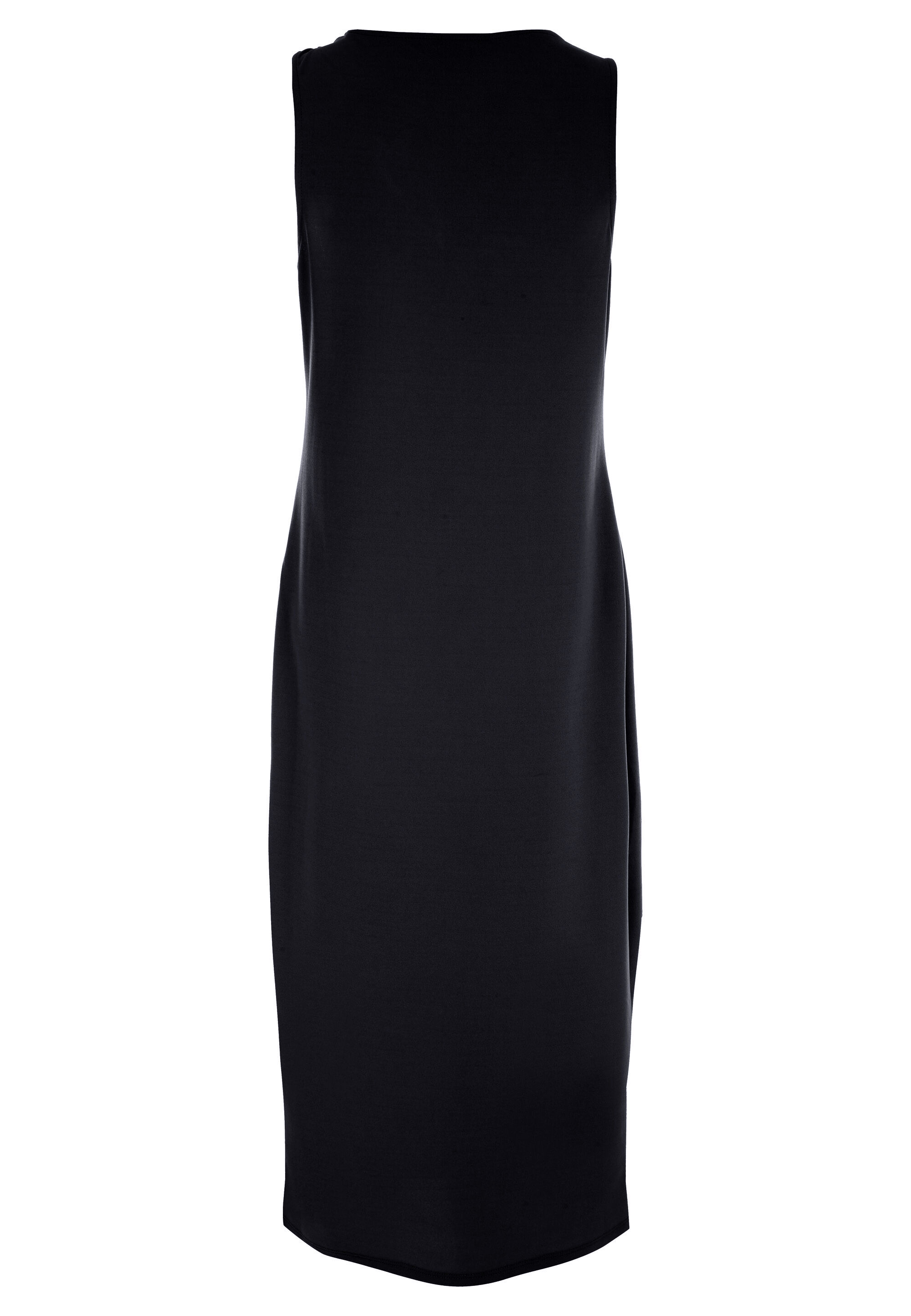 Womens Black Plain Gold Bar Sleeveless Midi Dress