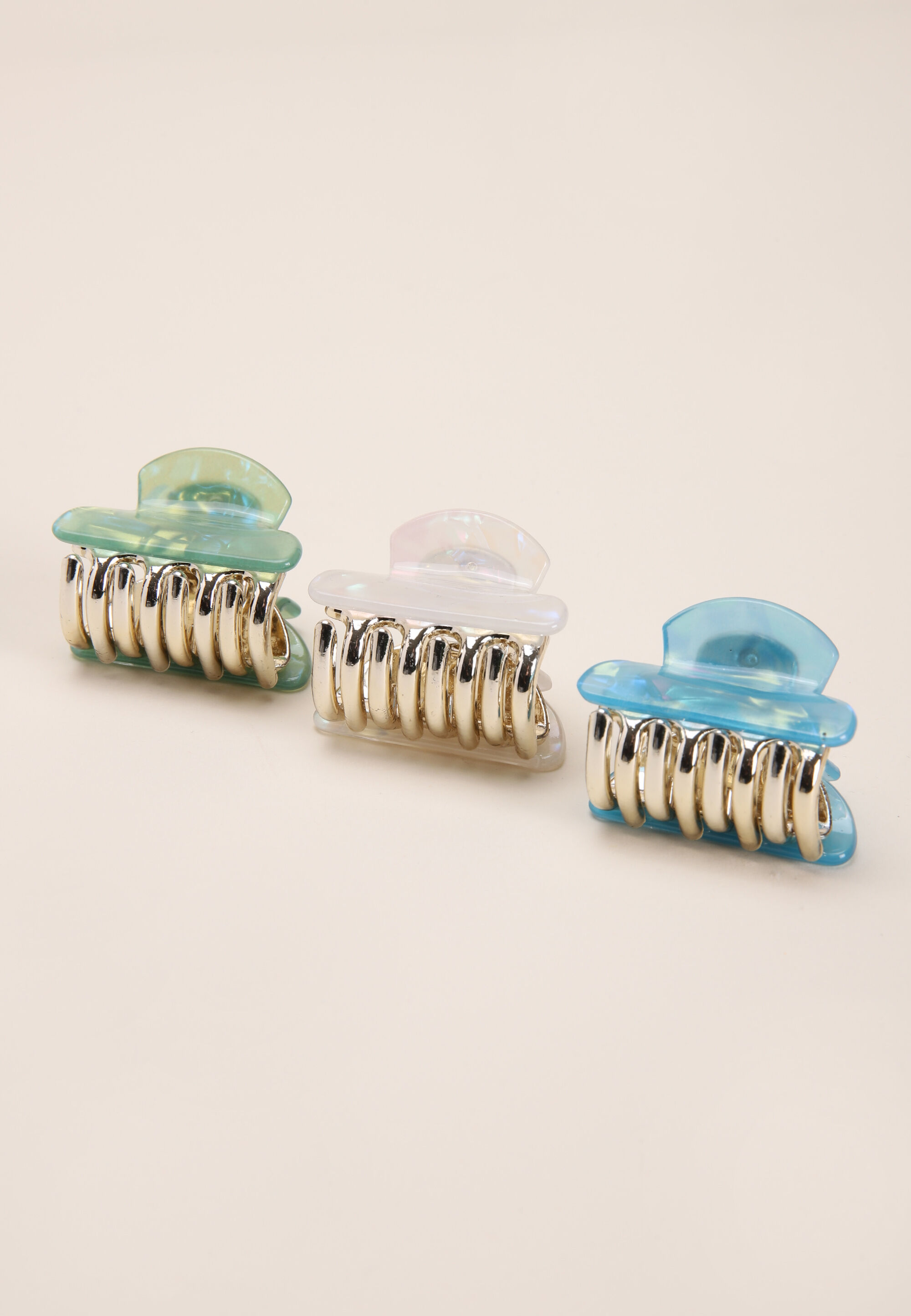 Womens Green 3pk Mini Bulldog Clips