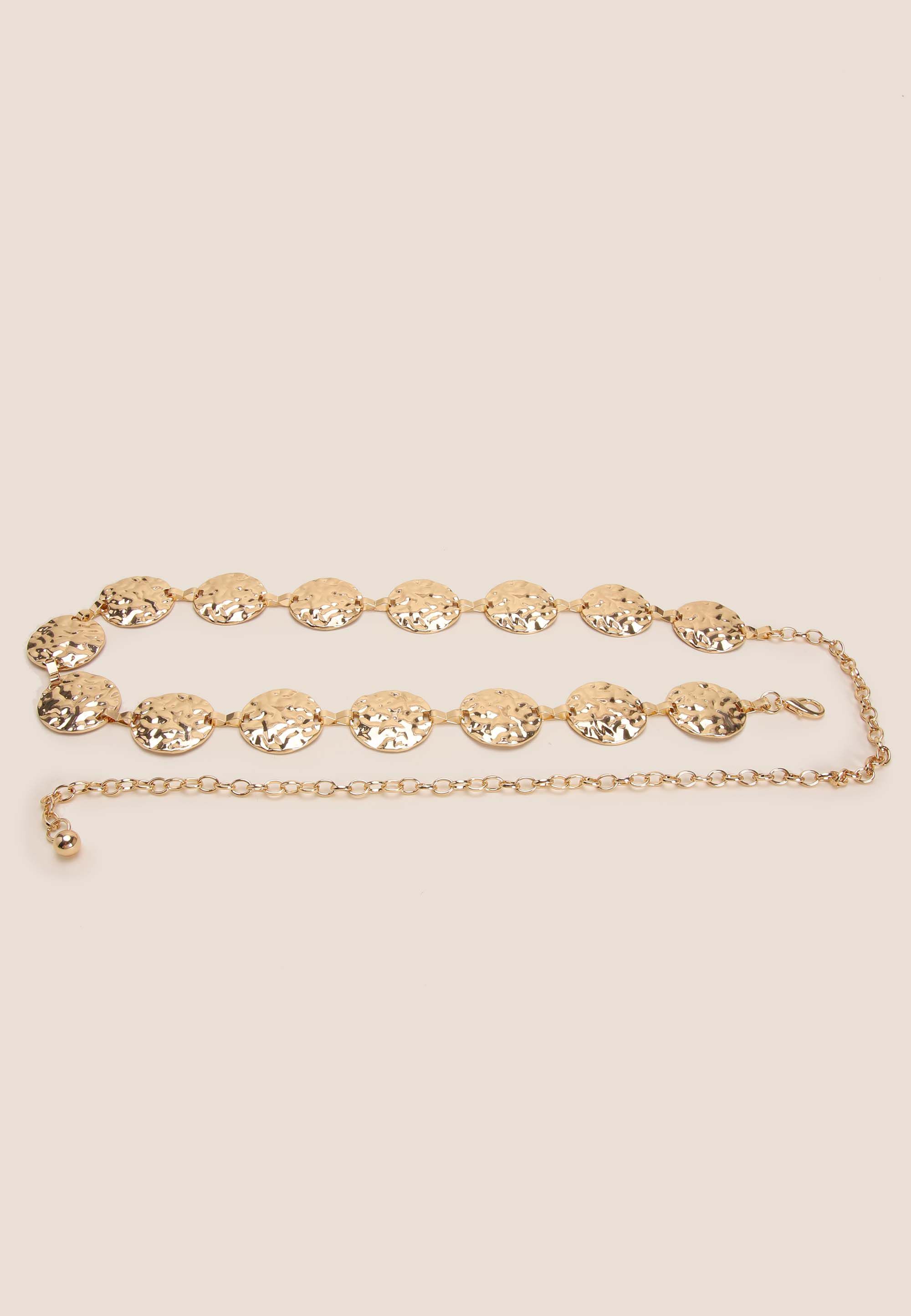 Womens Gold Disc Chain Loop Belt
