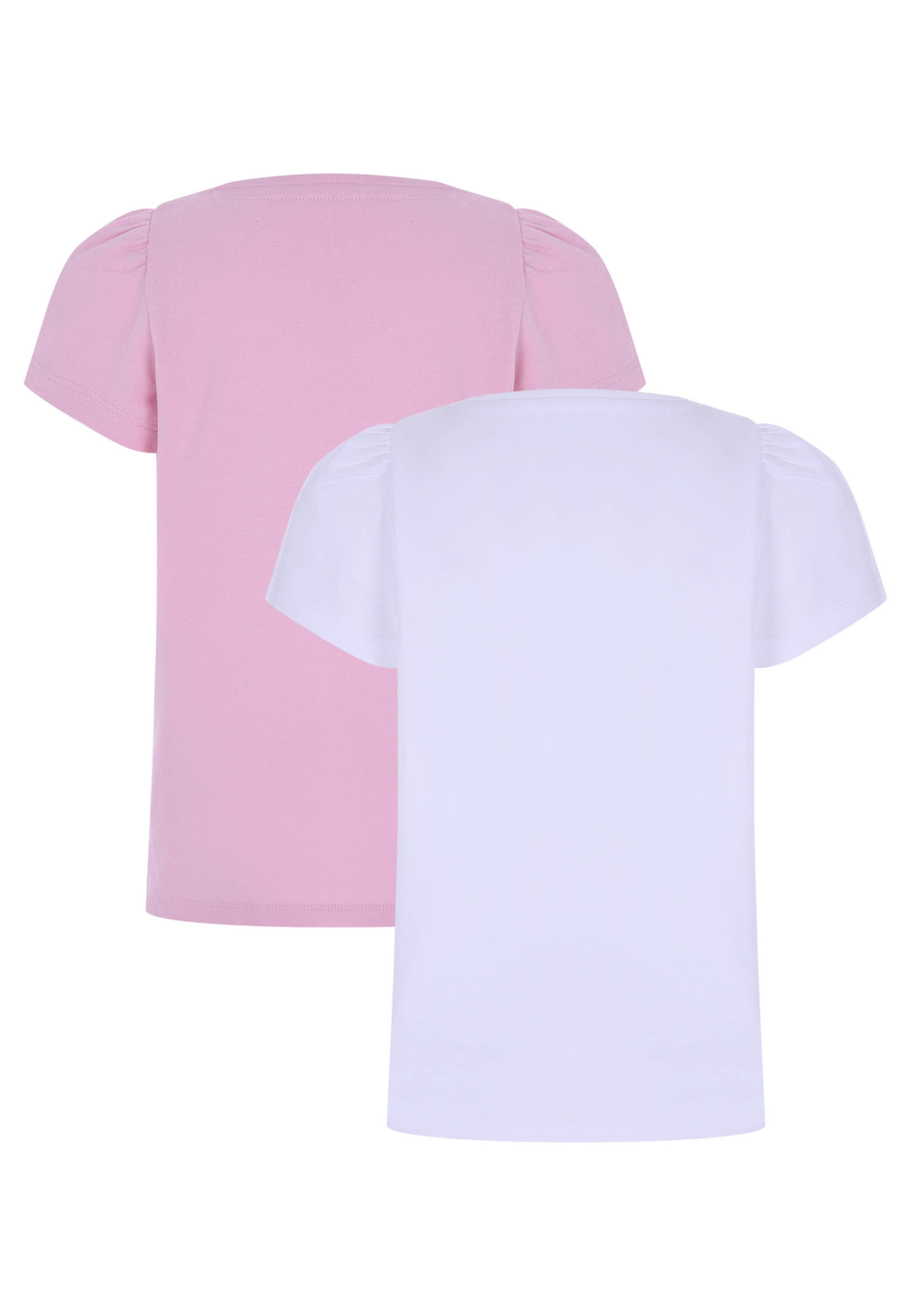 Younger Girls 2pk Pink & White Plain T-Shirts