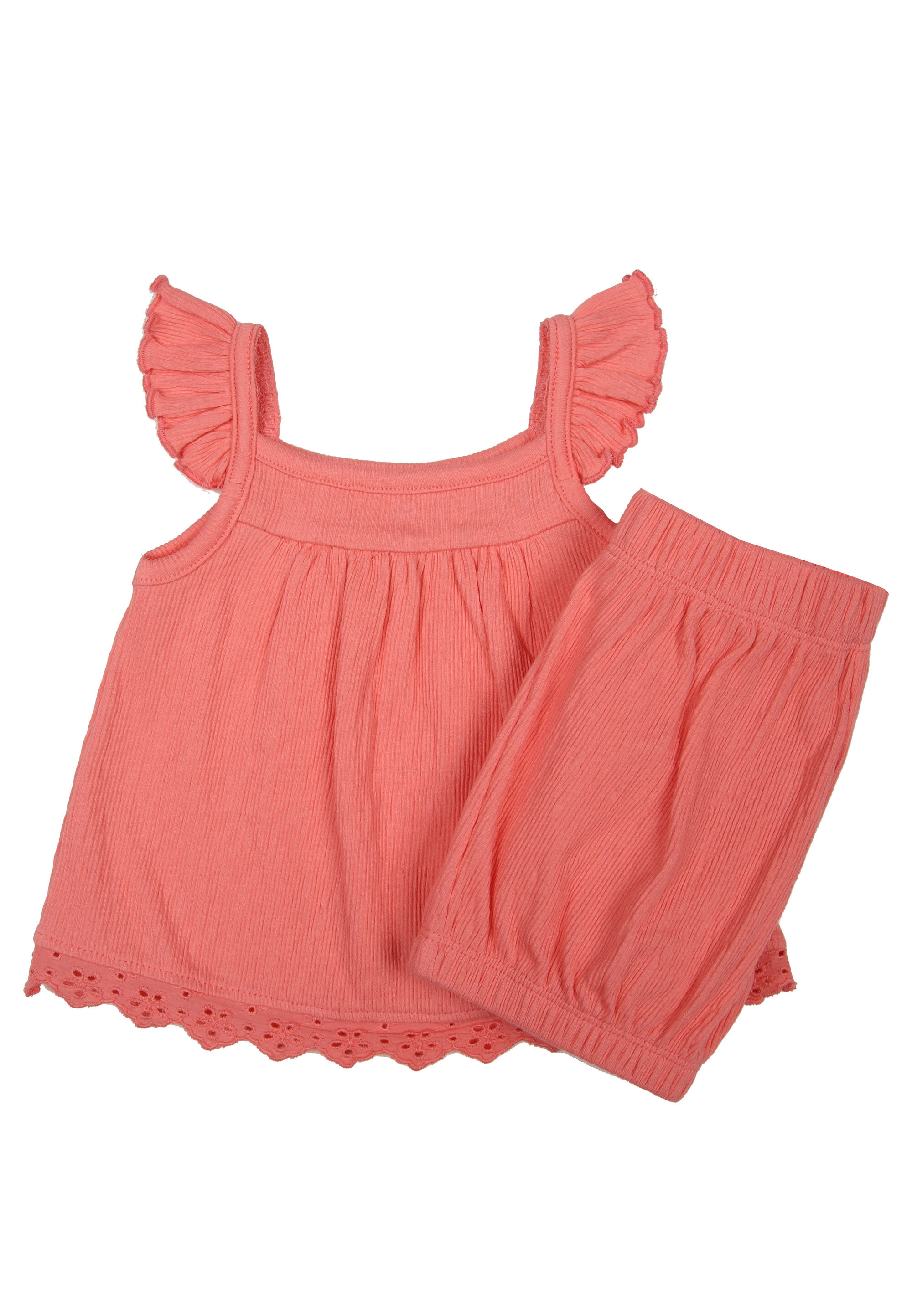 Baby Girls Pink Crinkle Top and Shorts Set