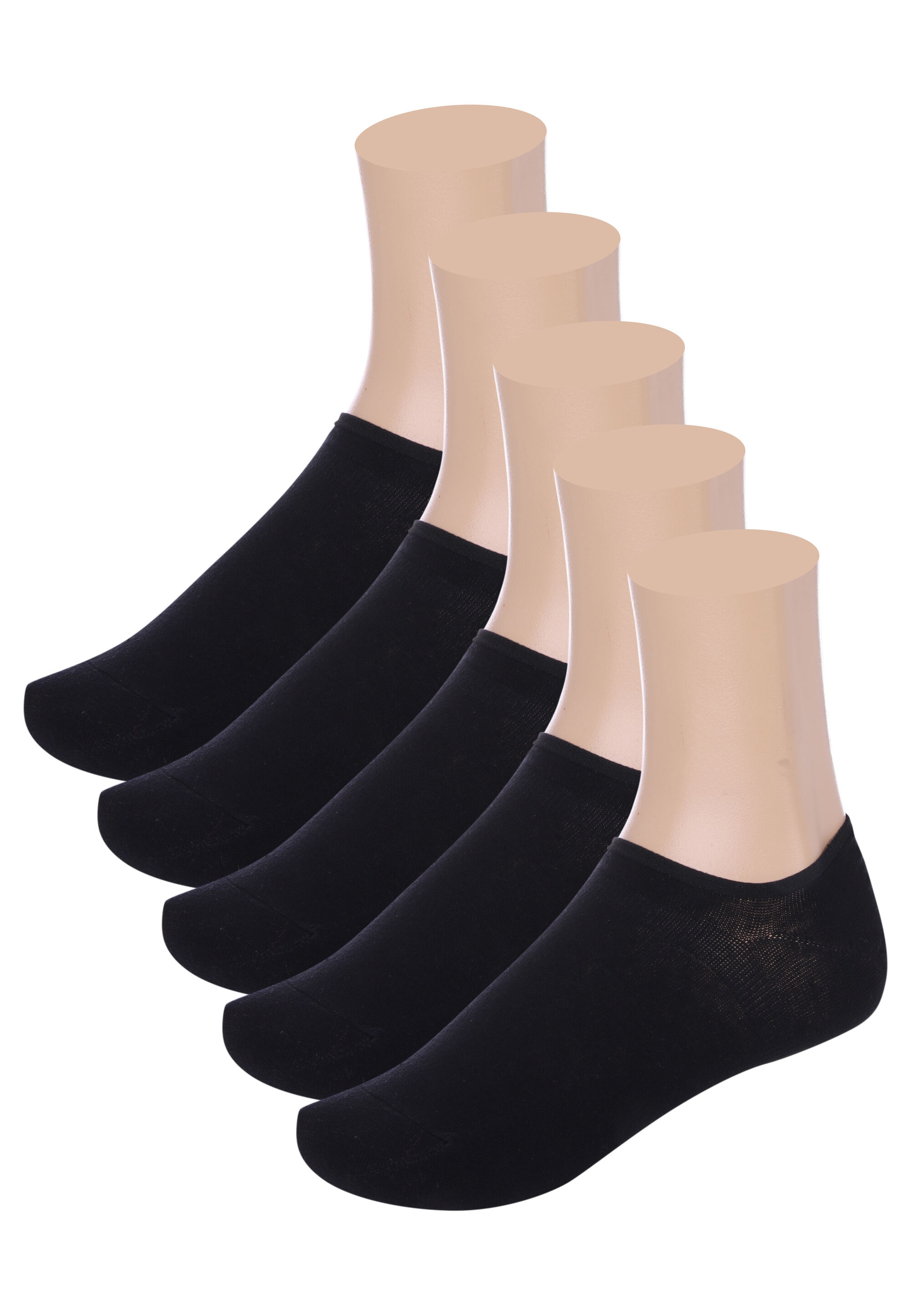 Womens 5pk Black No Show Trainer Socks