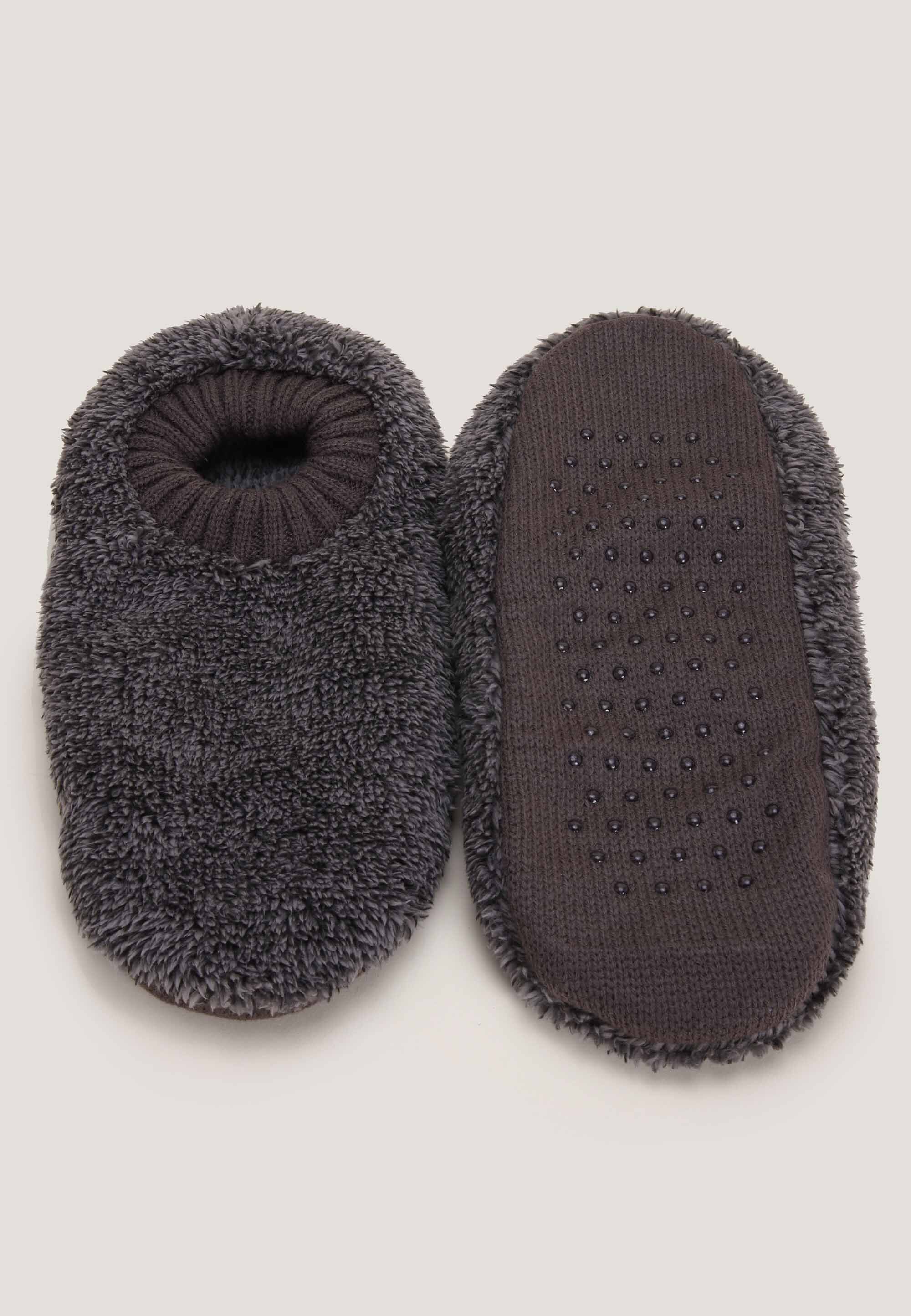 Mens Grey Cosy Fleece Lined Footlet Slippers