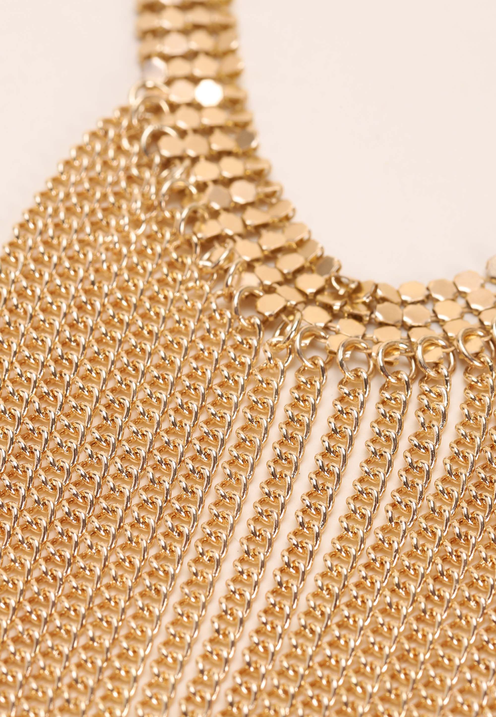 Womens Gold Chain Beaded Boho Bib Necklace