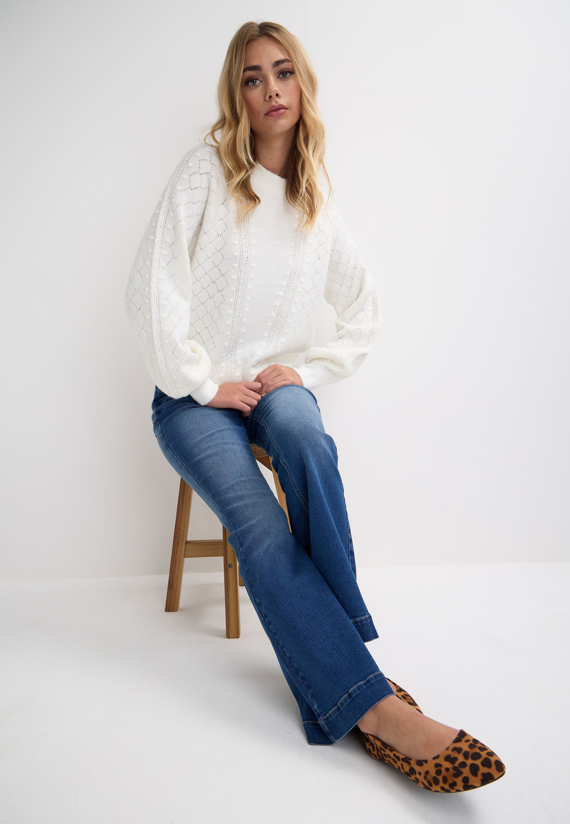 Womens Dark Blue Slim Flare Jeans