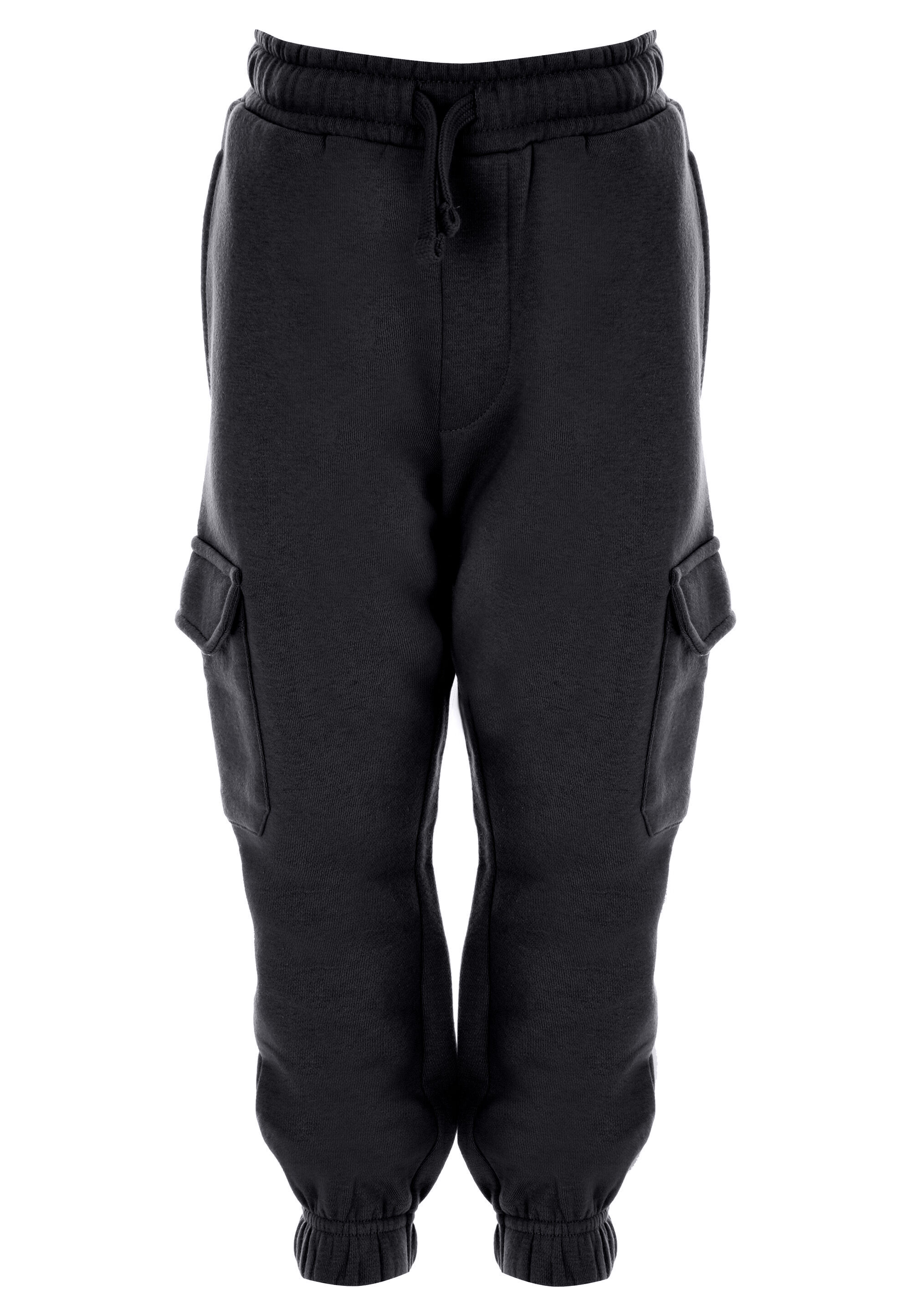 Younger Boys Black Cargo Joggers