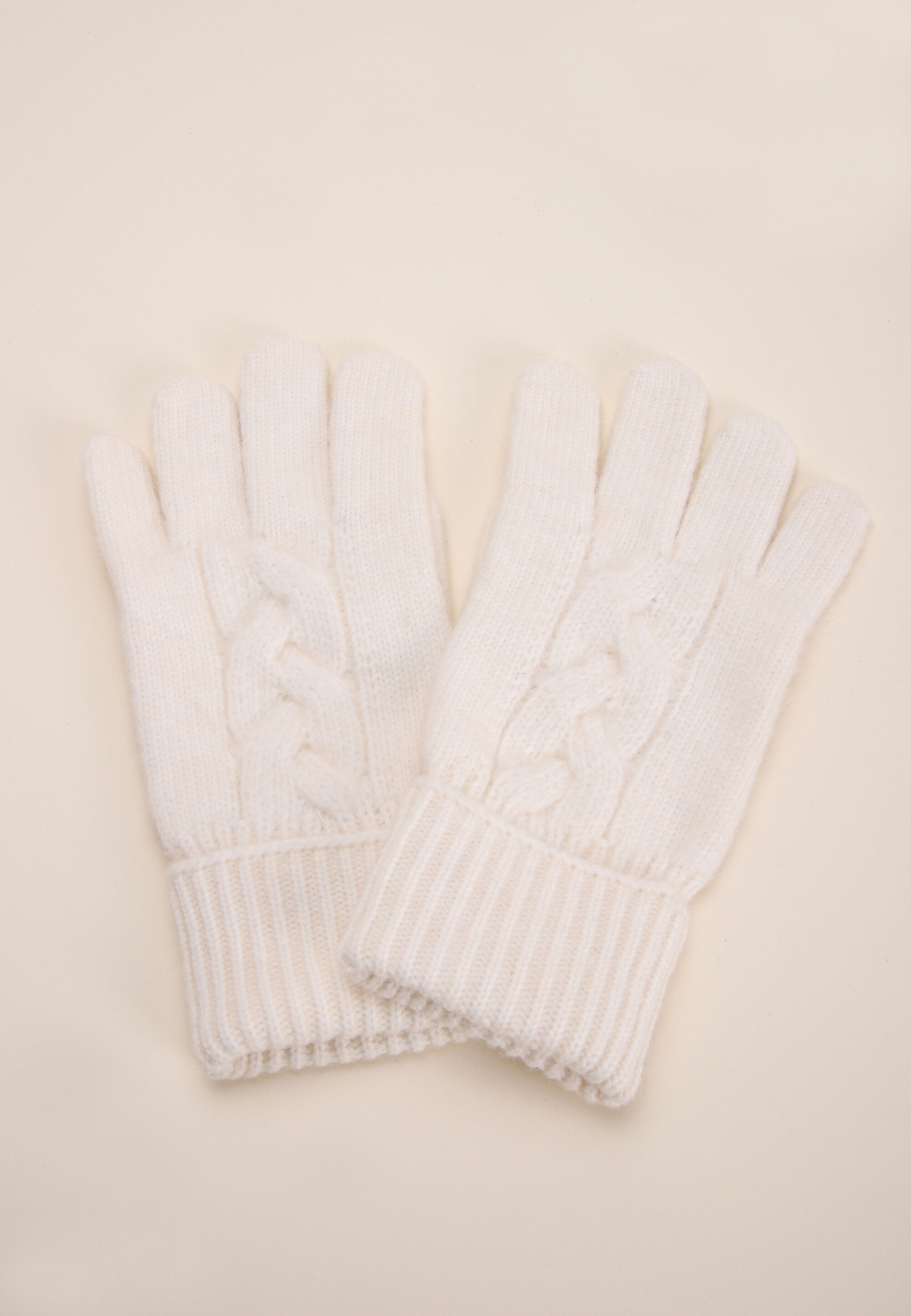 Womens Cream Cable Knit Gloves