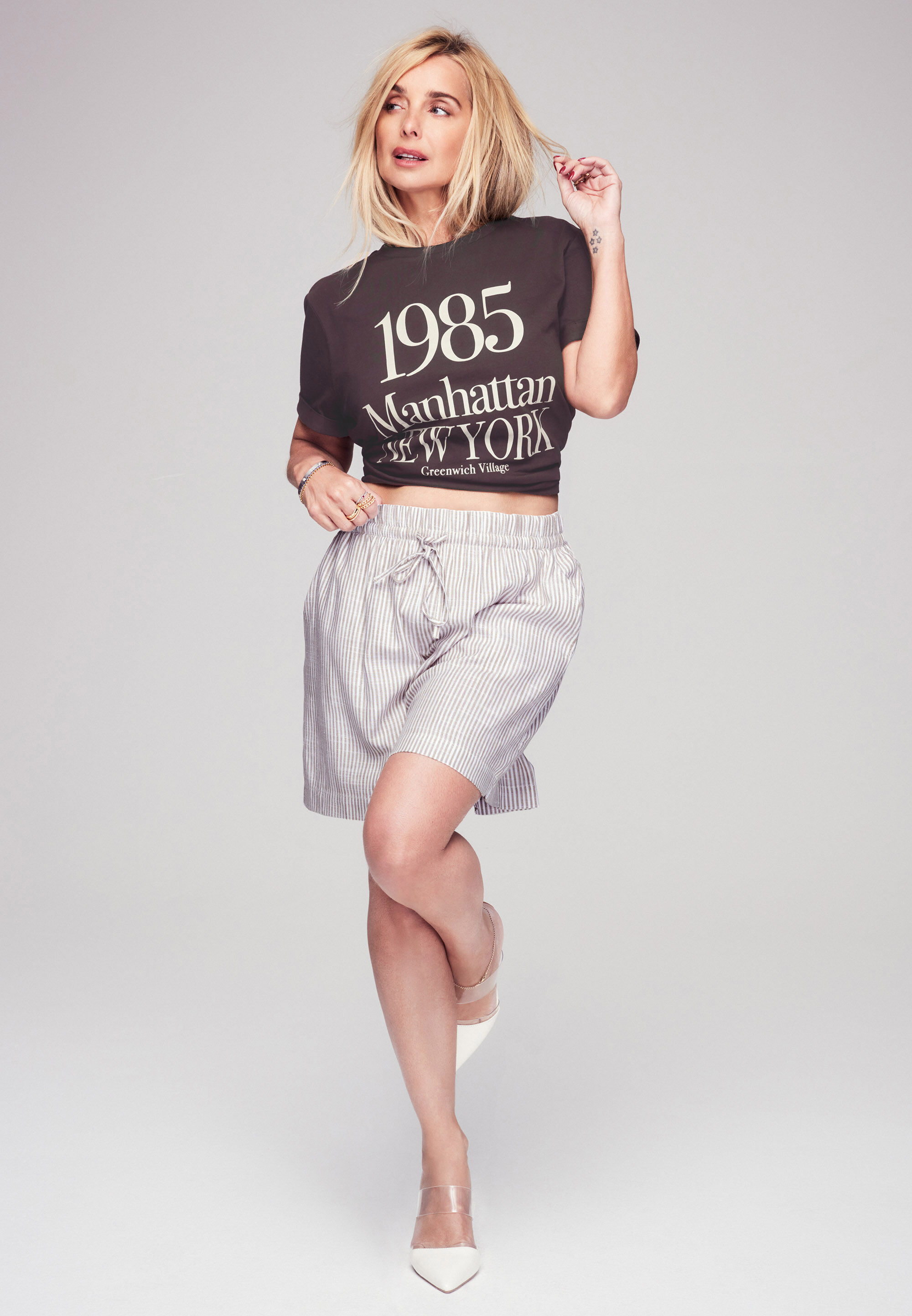 Womens Natural Stripe Linen Pull On Shorts