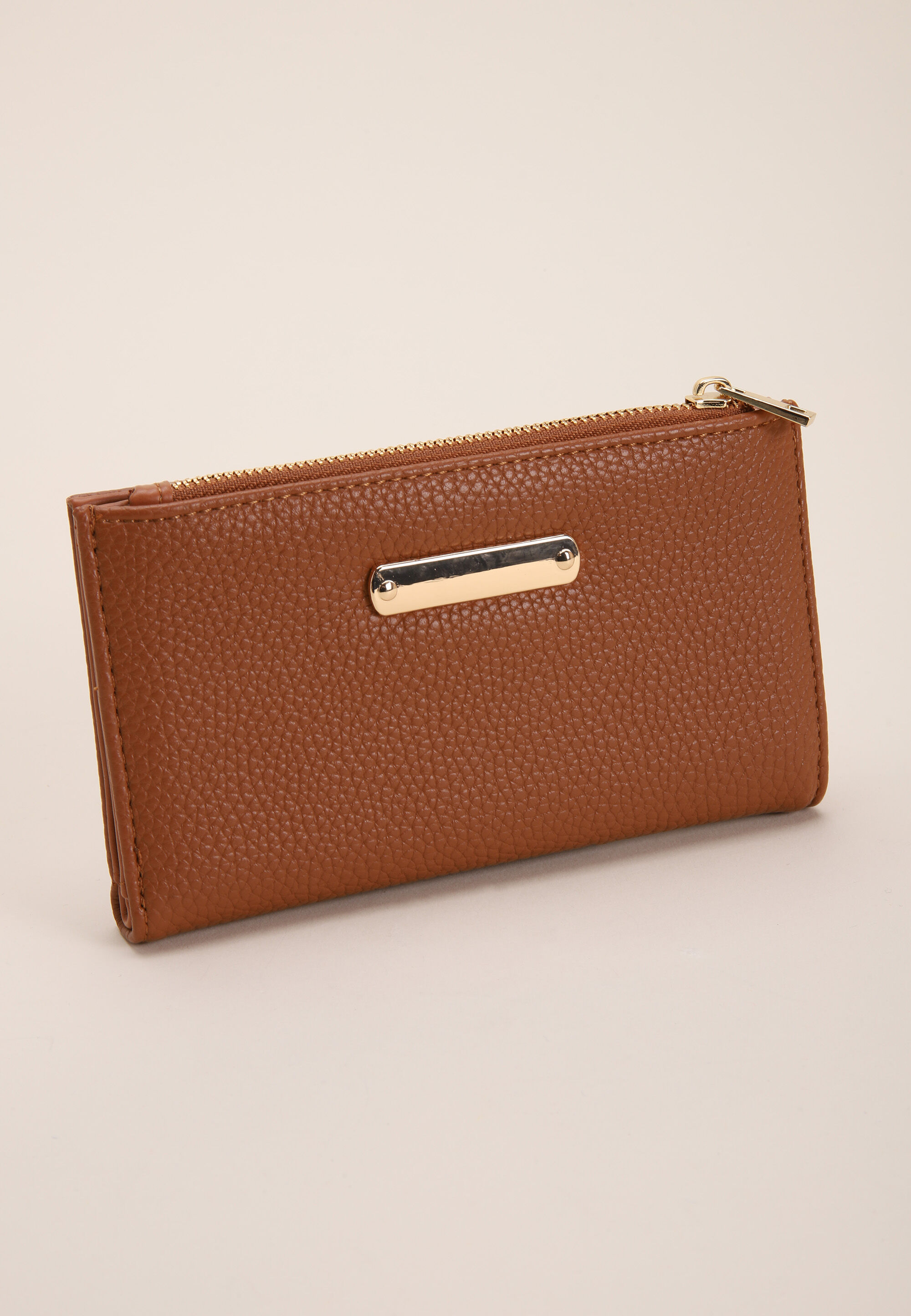 Womens Tan Textured Slimline Purse