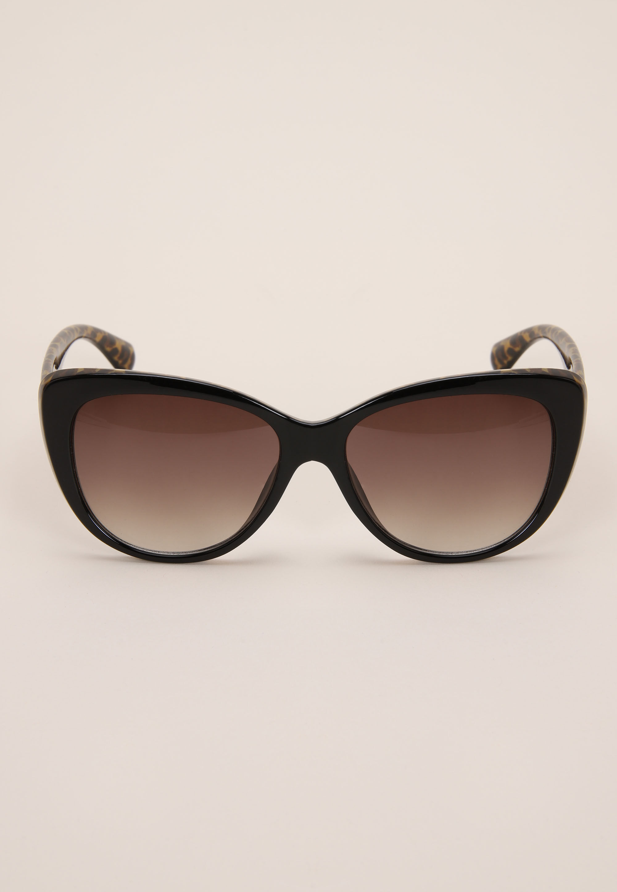 Womens Black Animal Print Cat Eye Sunglasses