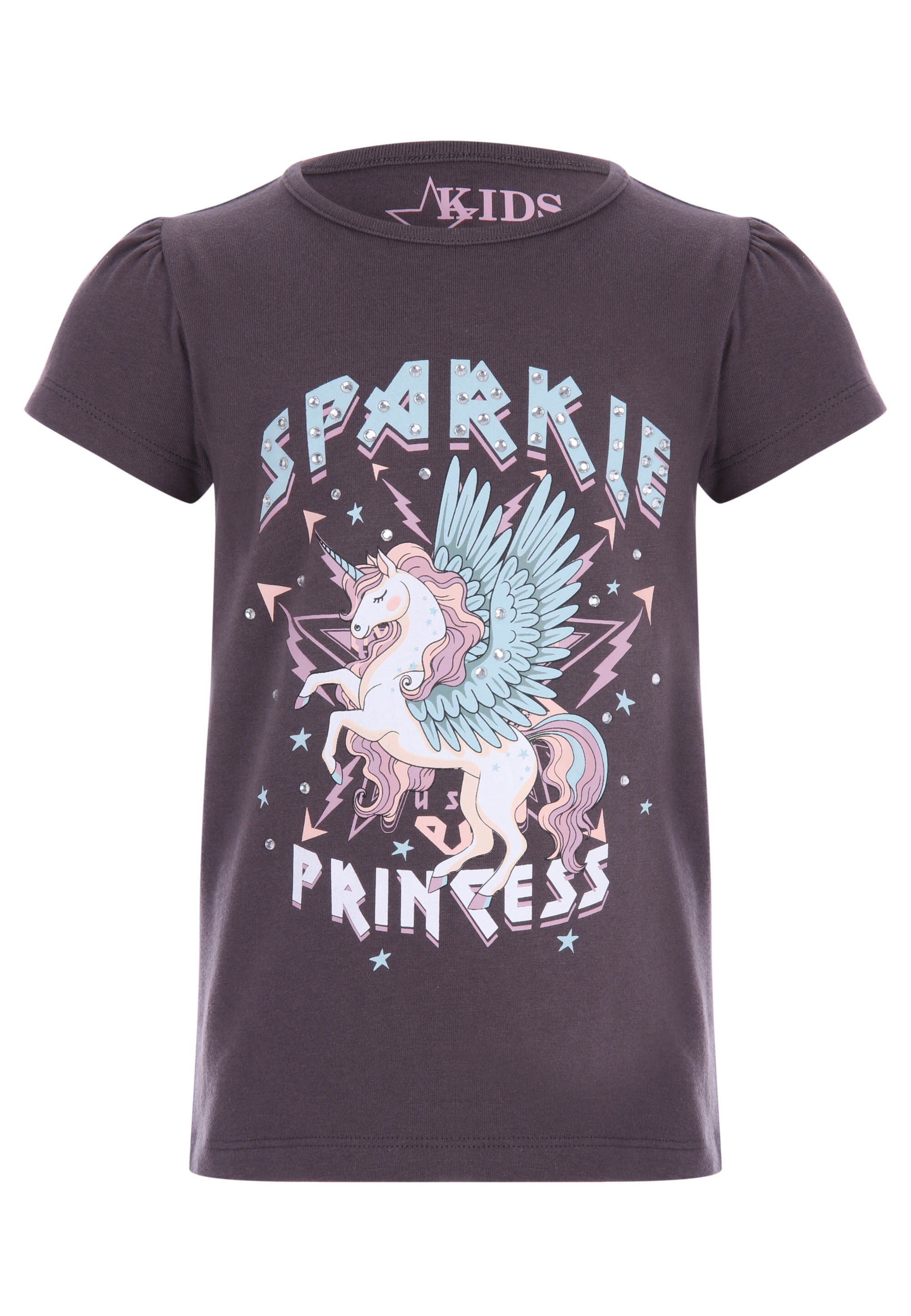 Younger Girls Charcoal Unicorn T-shirt