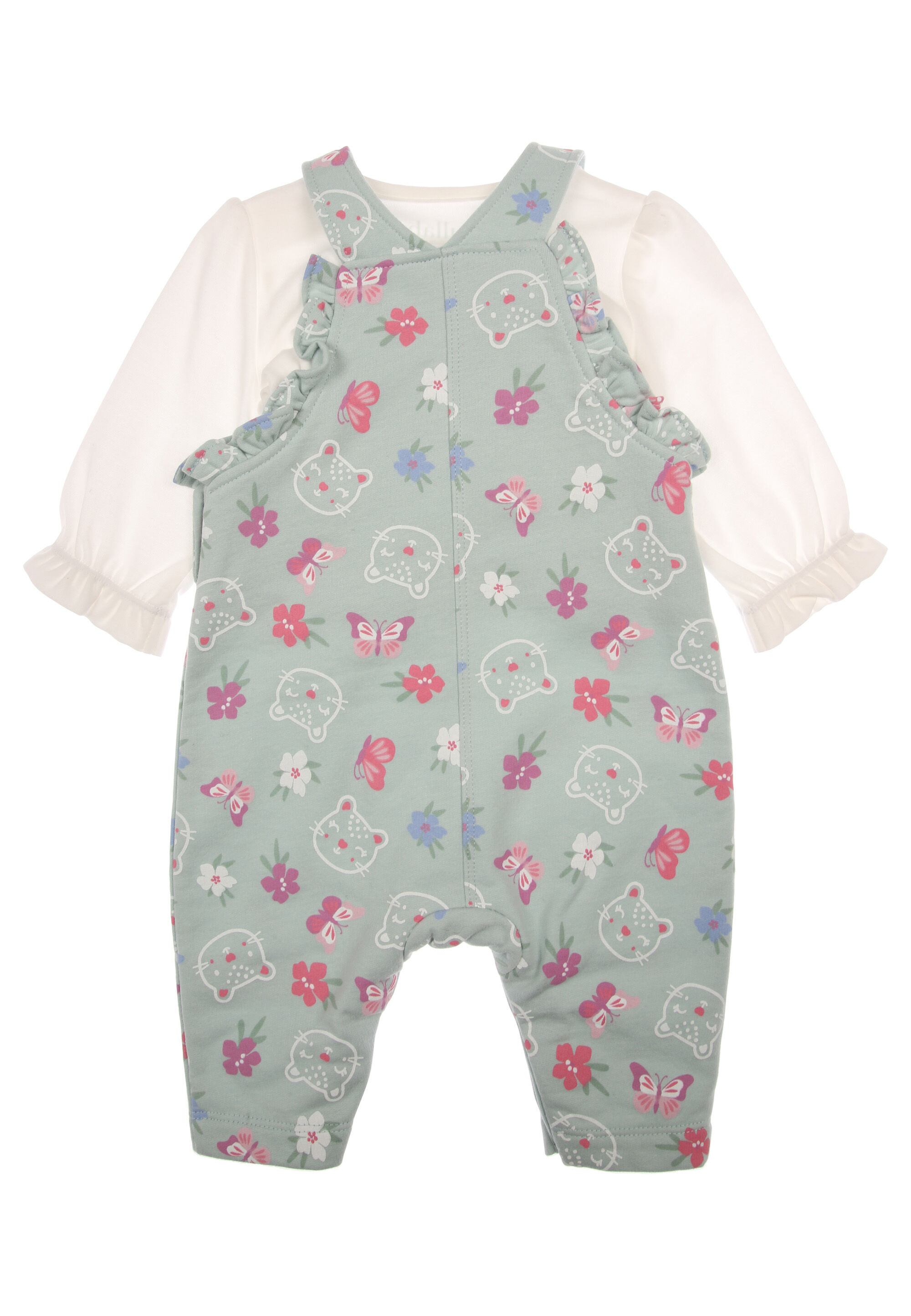 Baby Girl Mint Bear Dungaree & Top Set