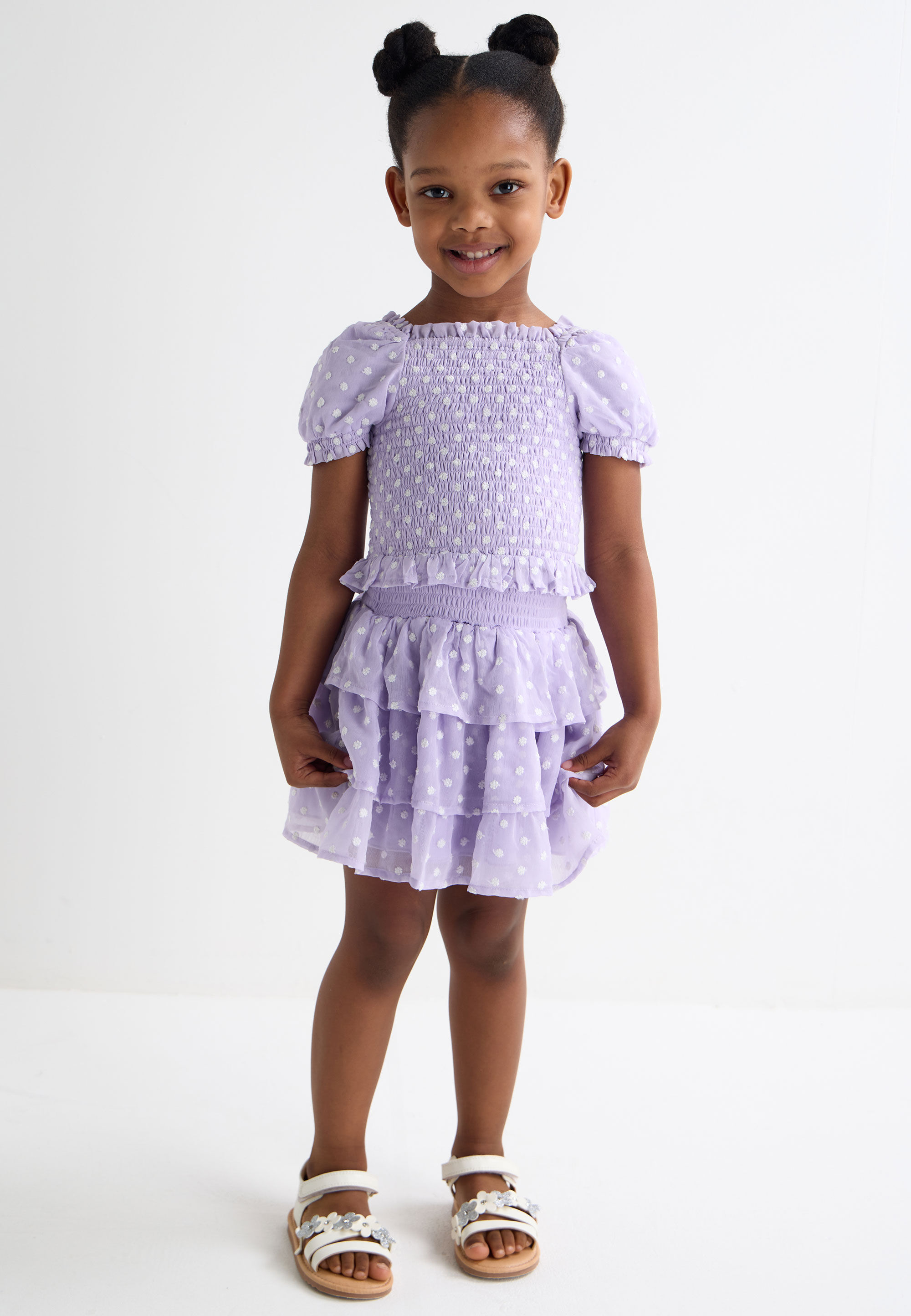 Younger Girls Lilac Floral Top & Ra-Ra Skirt Set