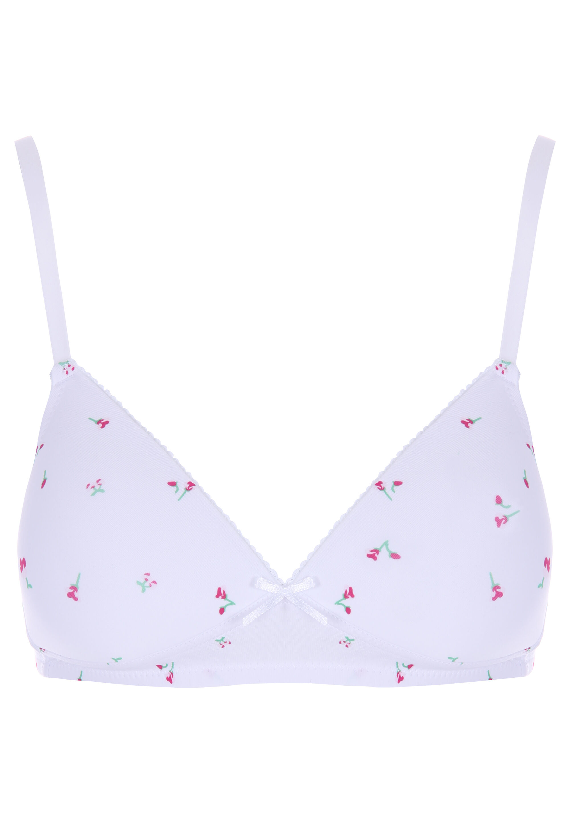 Older Girls White Ditsy Print Comfort Bras