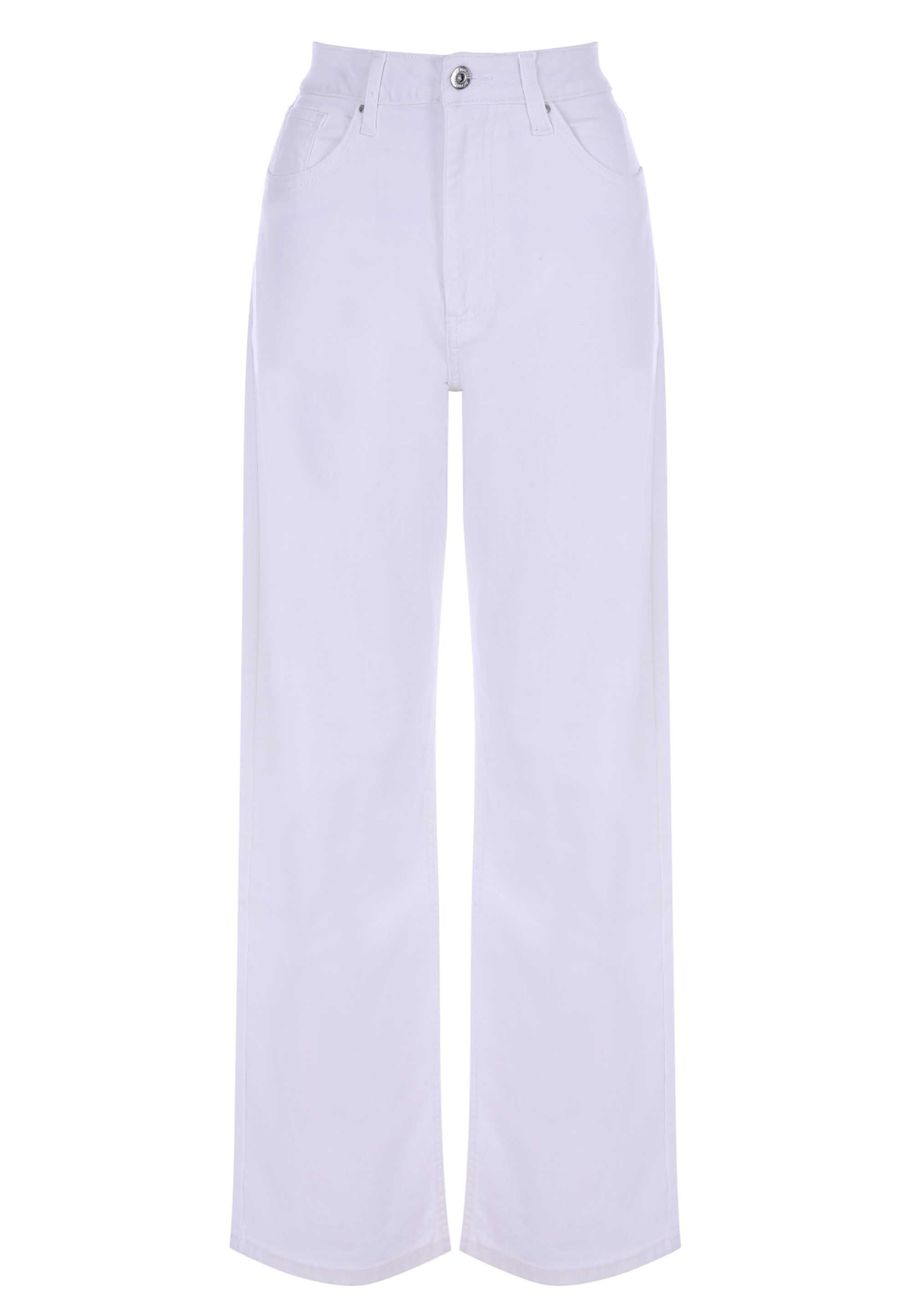Womens Cream High Rise Wide Leg Jeans