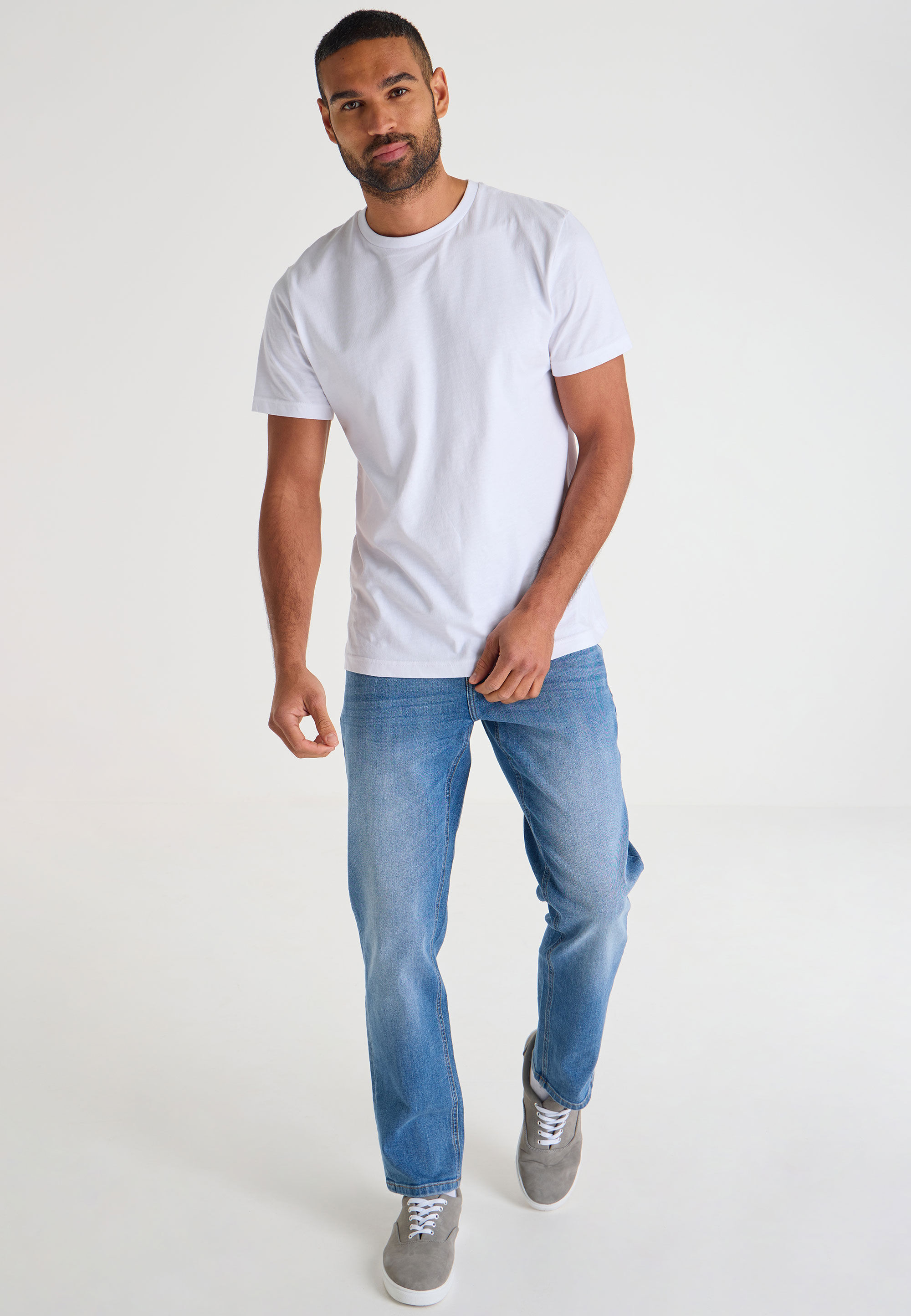 Mens Light Blue Wash Straight Leg Jeans