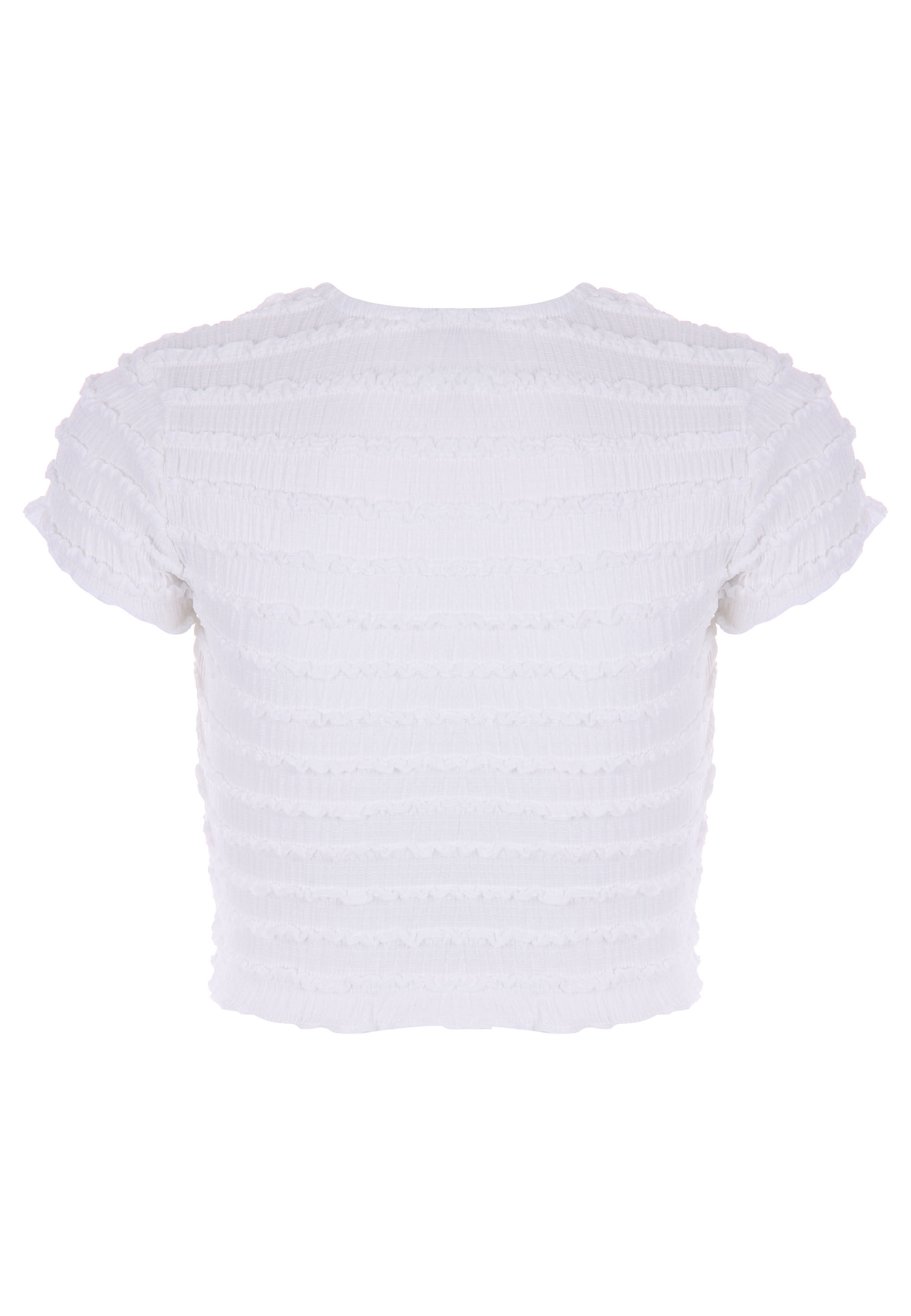 Older Girls White Ruffle Short Sleeve Top