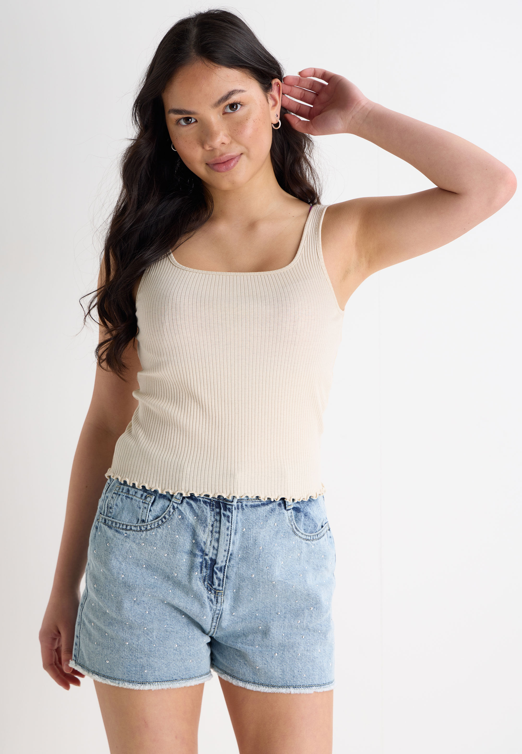 Older Girls Stone Square Neck Vest Top