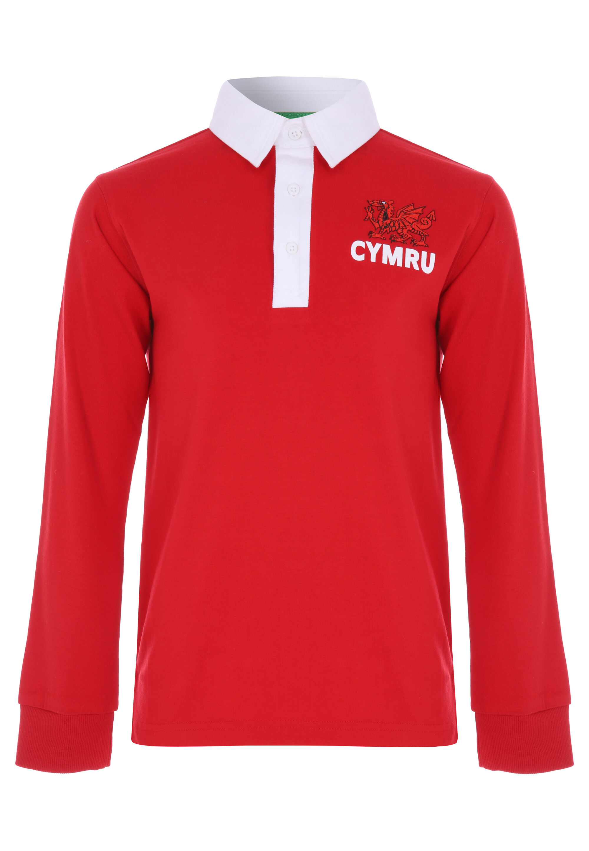 Older Kids Red Long Sleeves Wales Polo Shirt