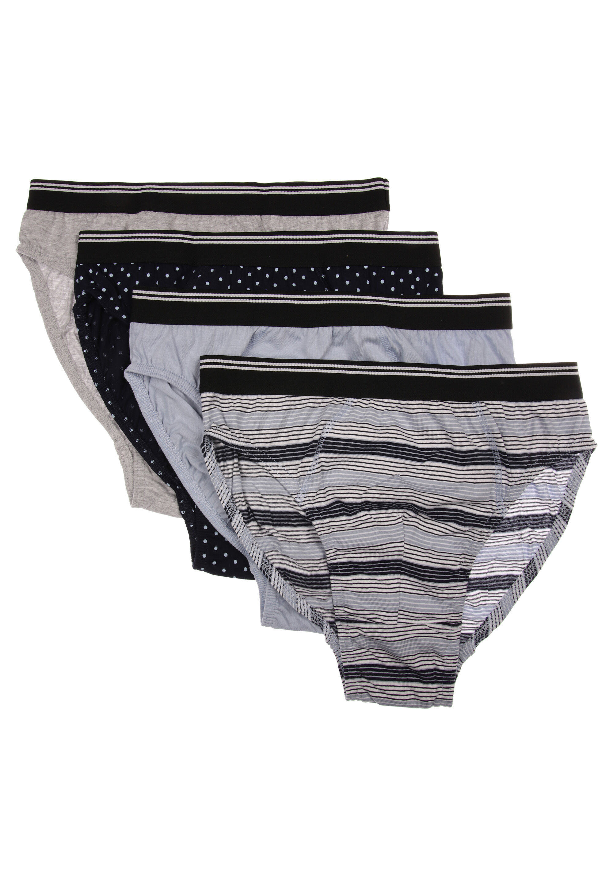 Mens 4pk Blue & Grey Striped Briefs