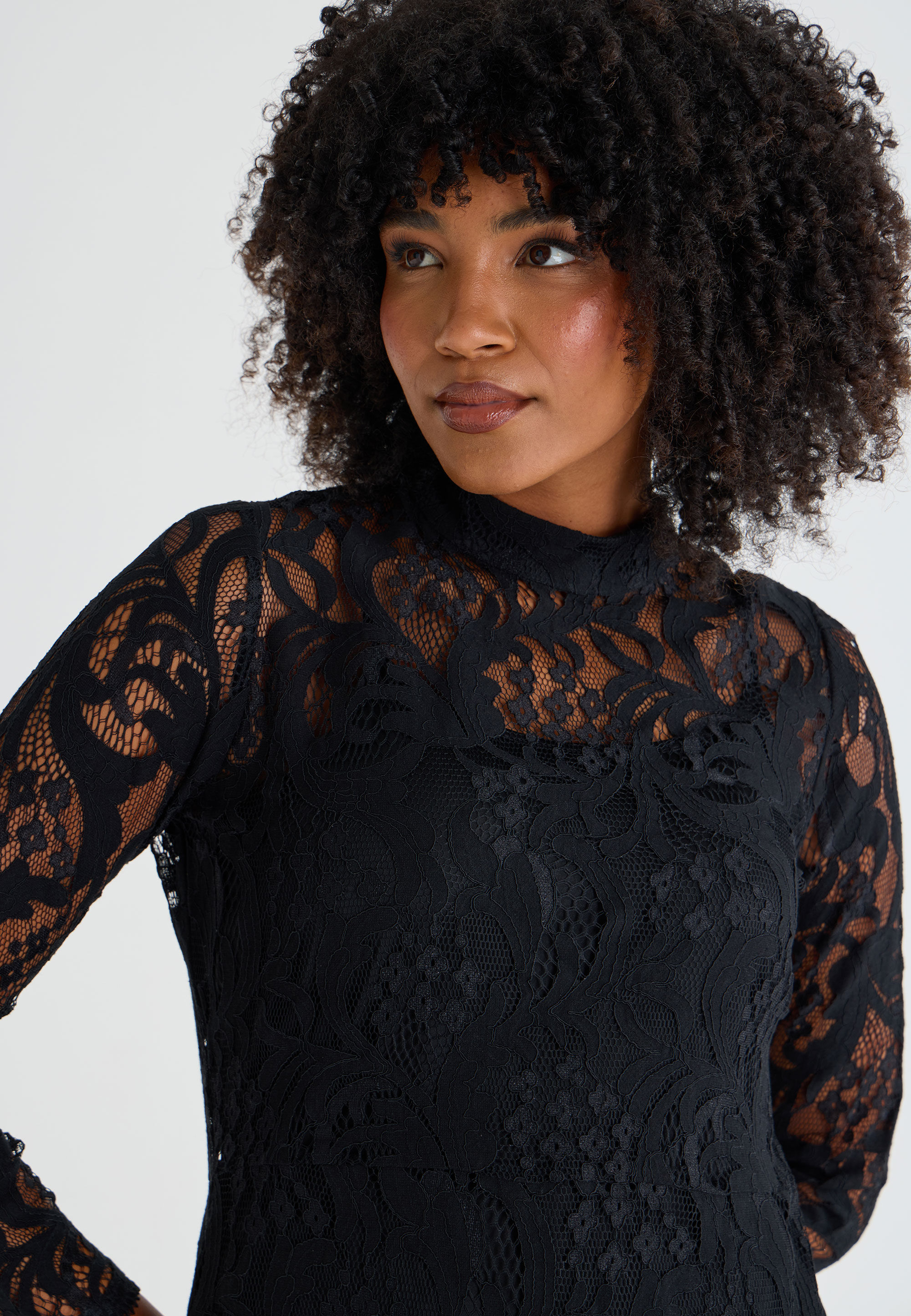 Womens Black Lace Mini Shift Dress
