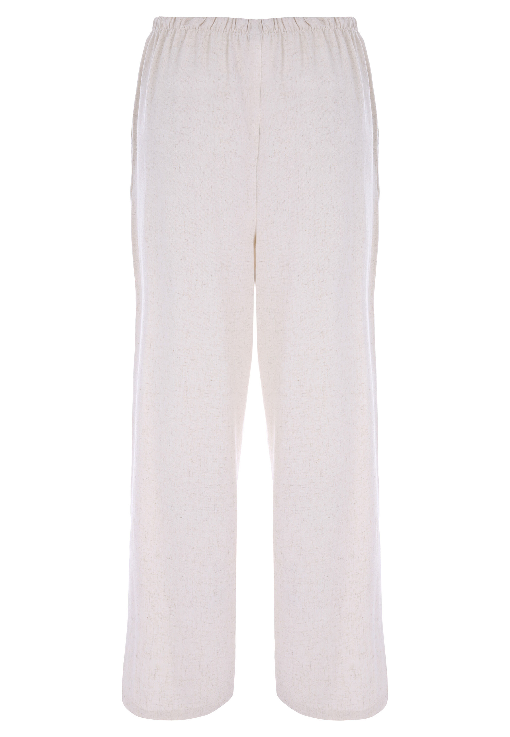 Womens Natural Plain Wide Leg Linen Trousers