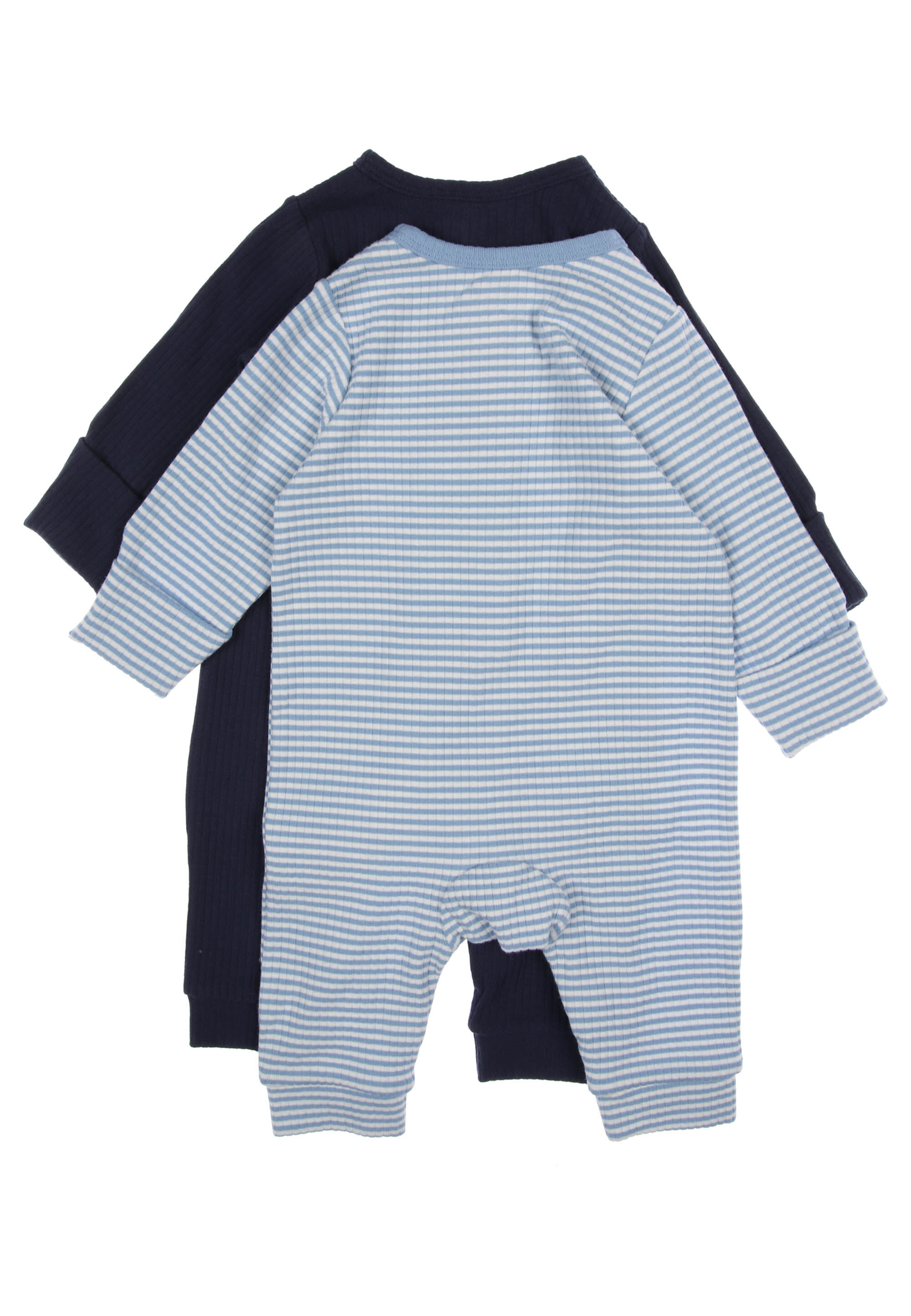 Baby Boy 2pk Blue Stripe Ribbed Sleepsuits