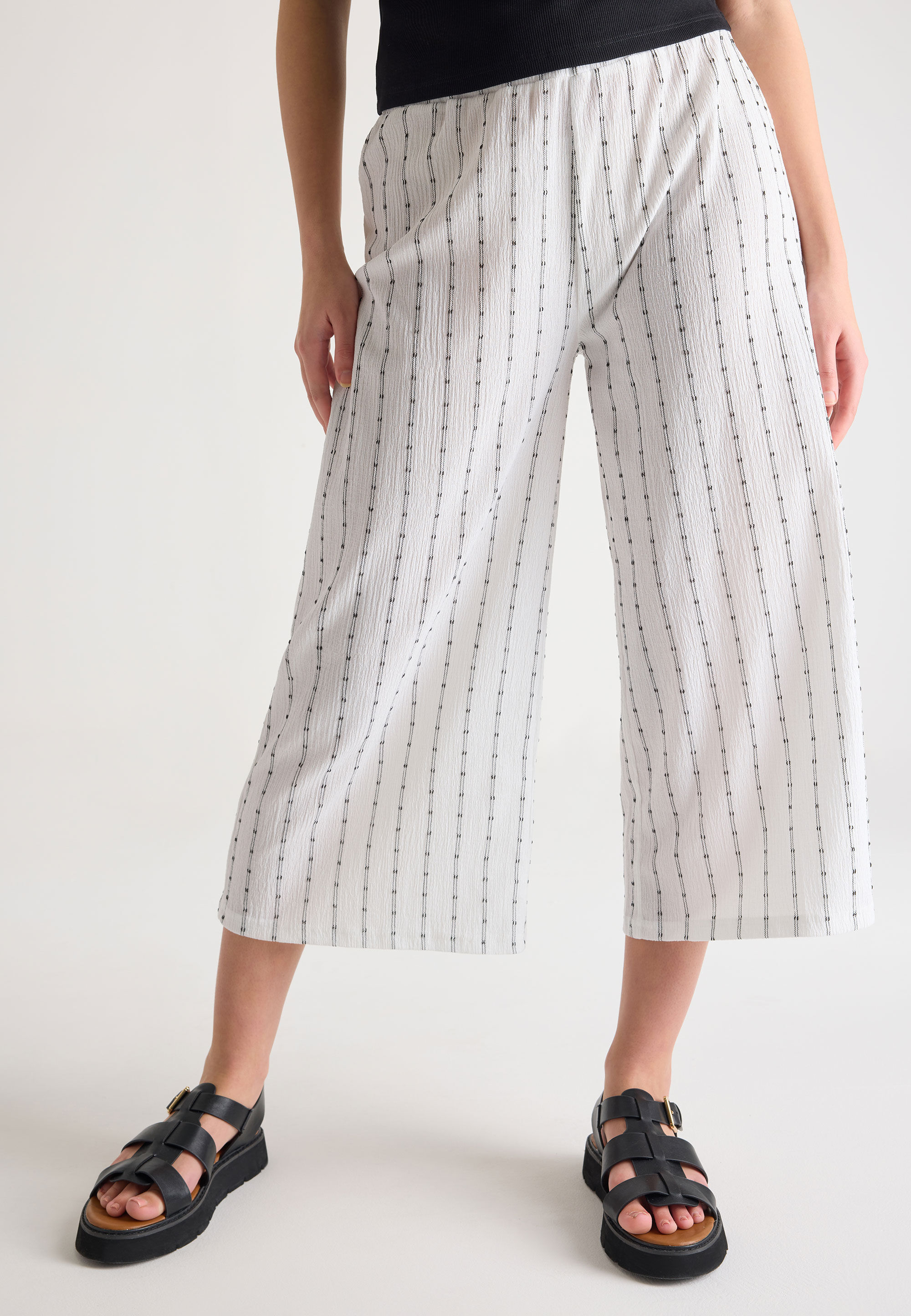 Womens White Stripe Culottes