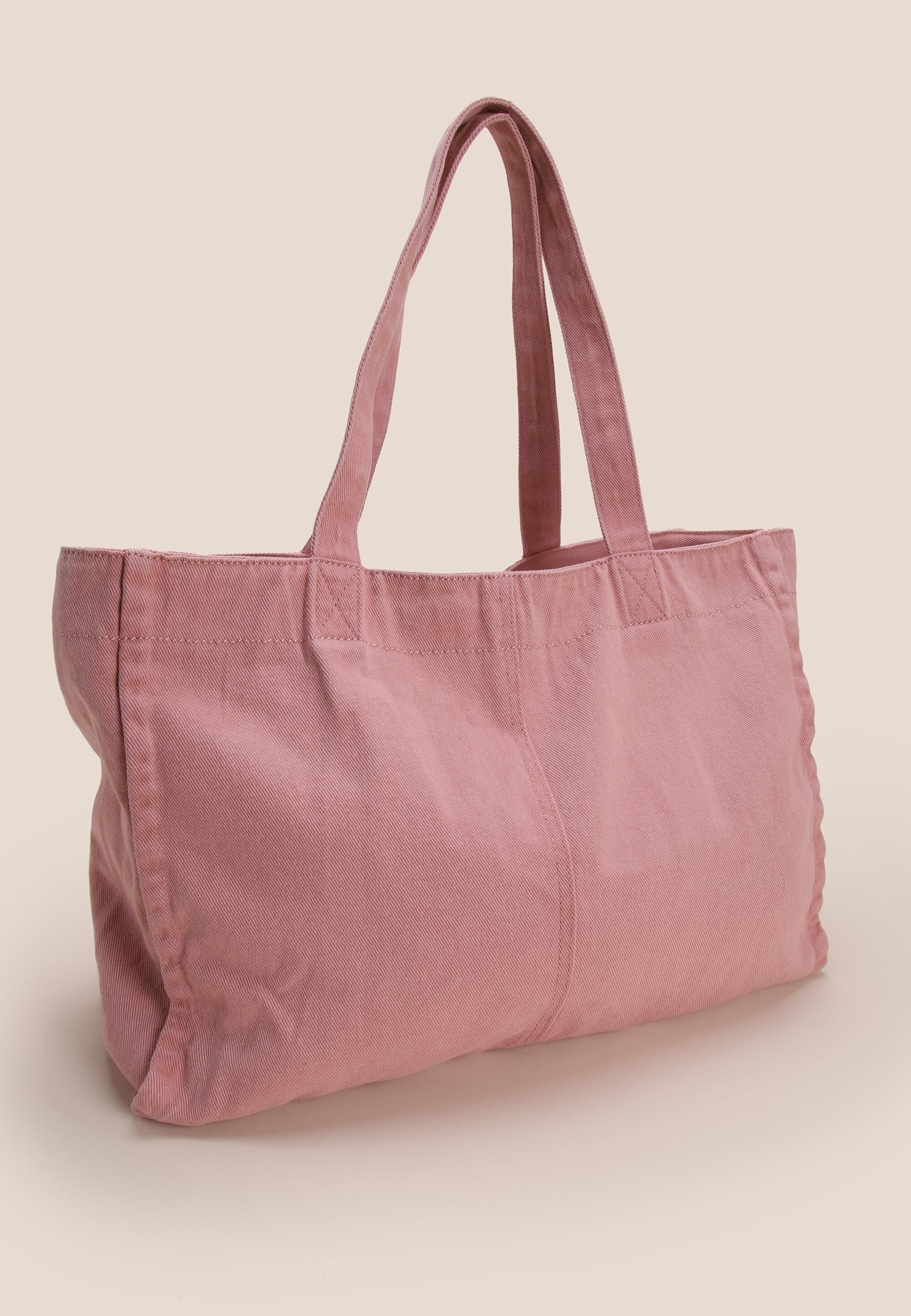 Womens Pink Plain Denim Tote Bag