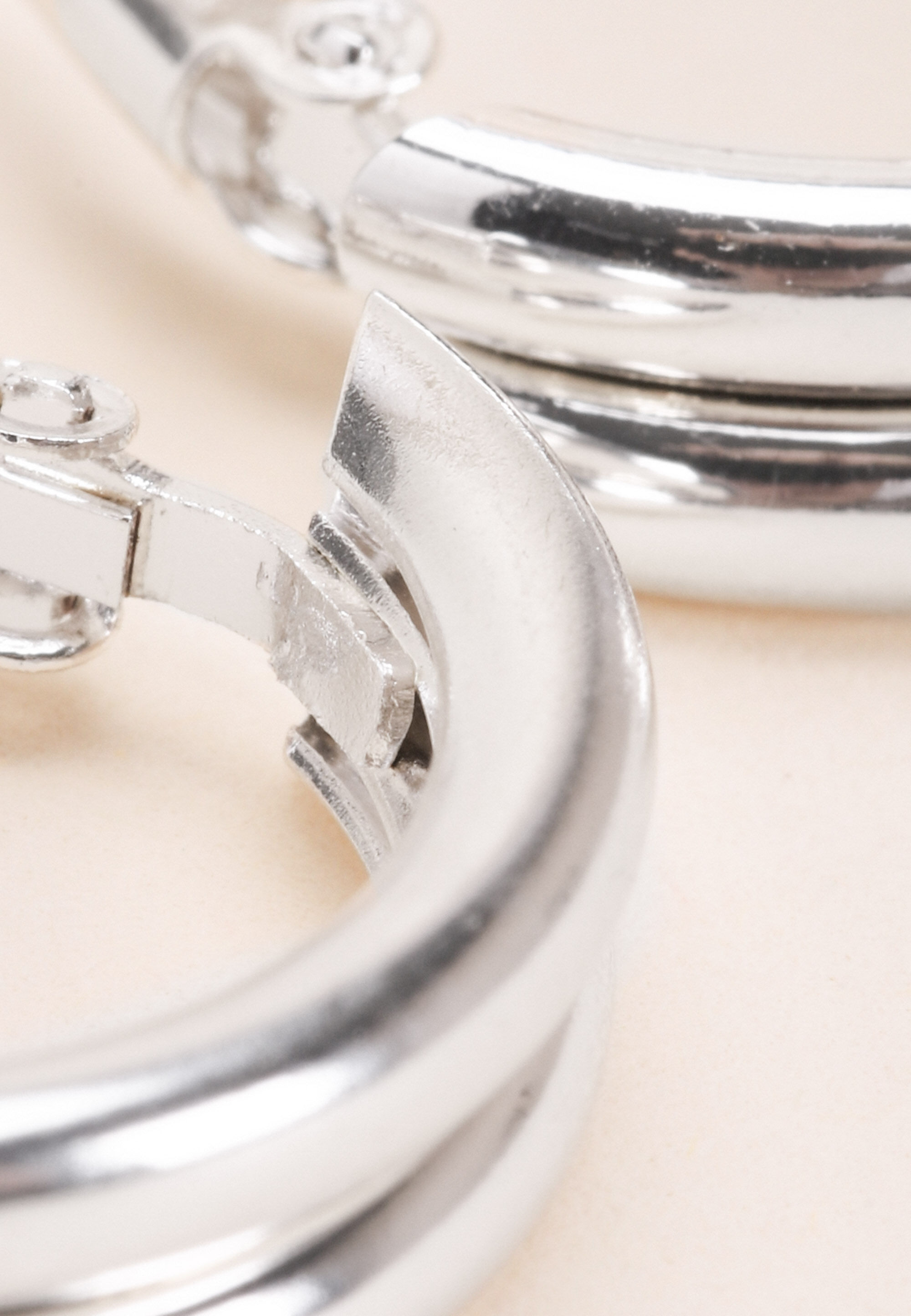 Womens Silver Double Hoop Earrings