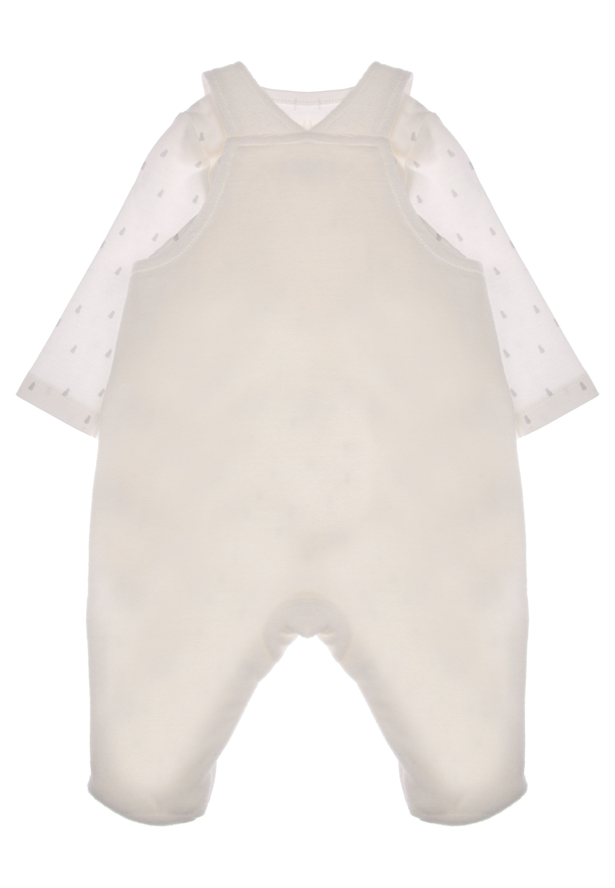 Baby Unisex White Bunny Velour Dungarees Set