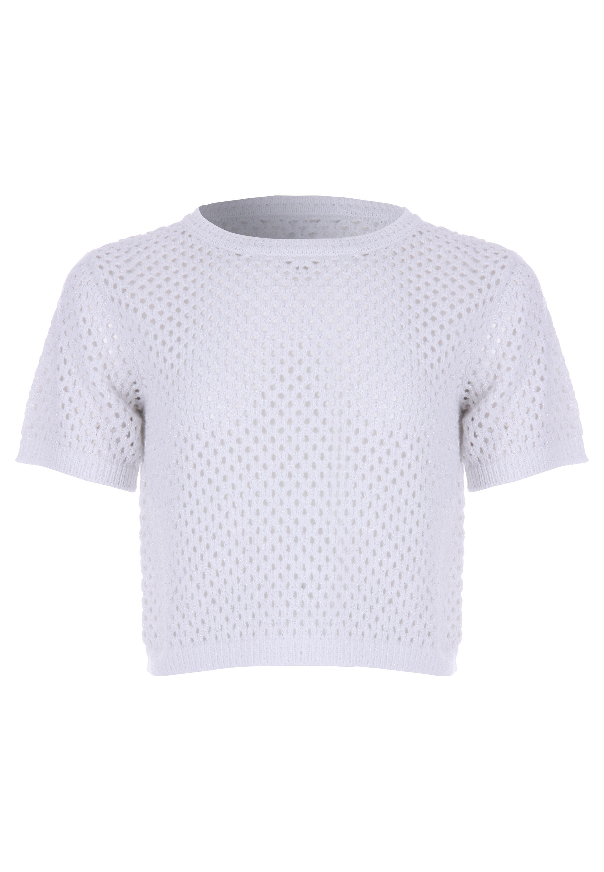 Older Girls White Sparkle Cropped Jumper