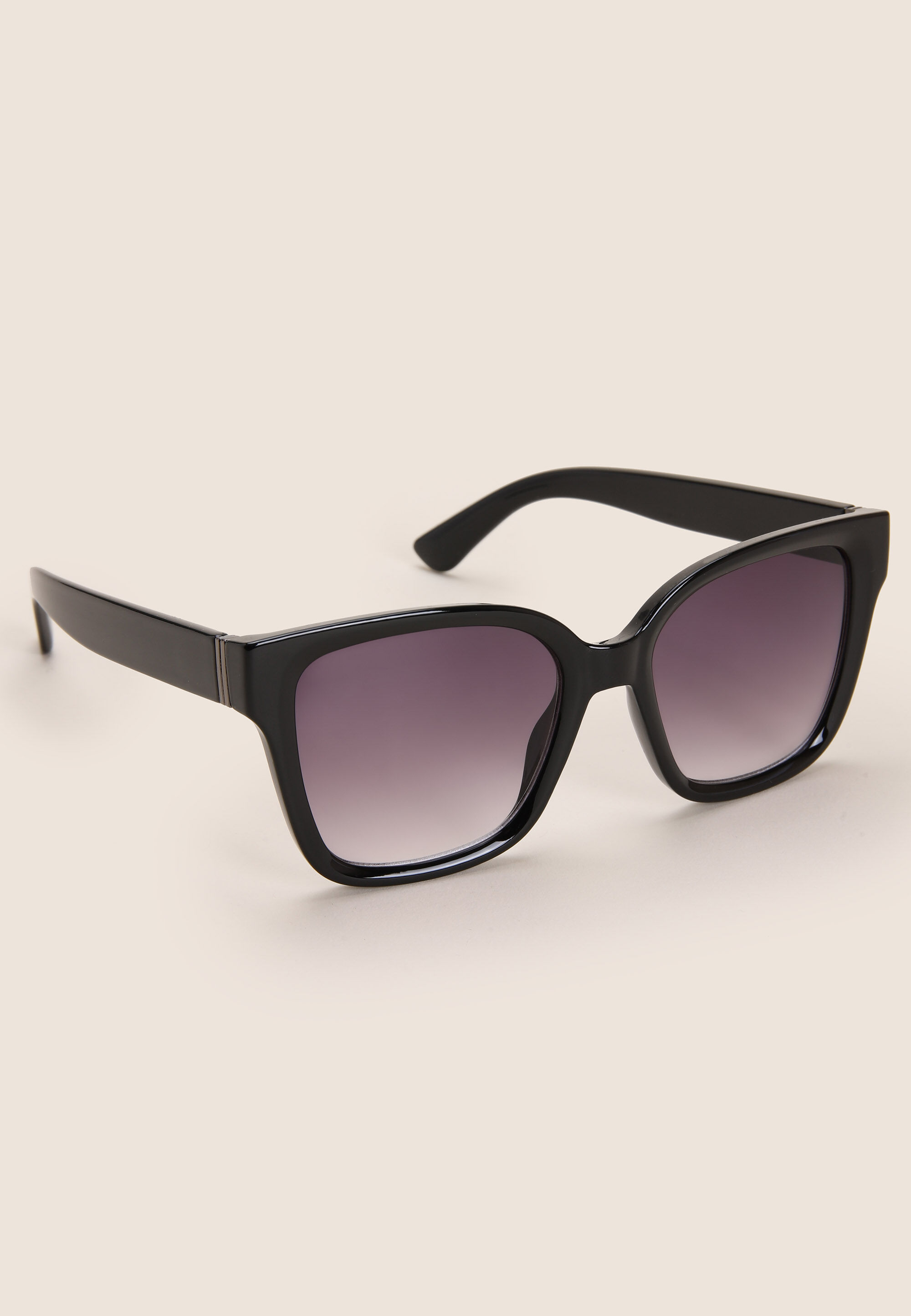 Womens Black Plain Retro Sunglasses