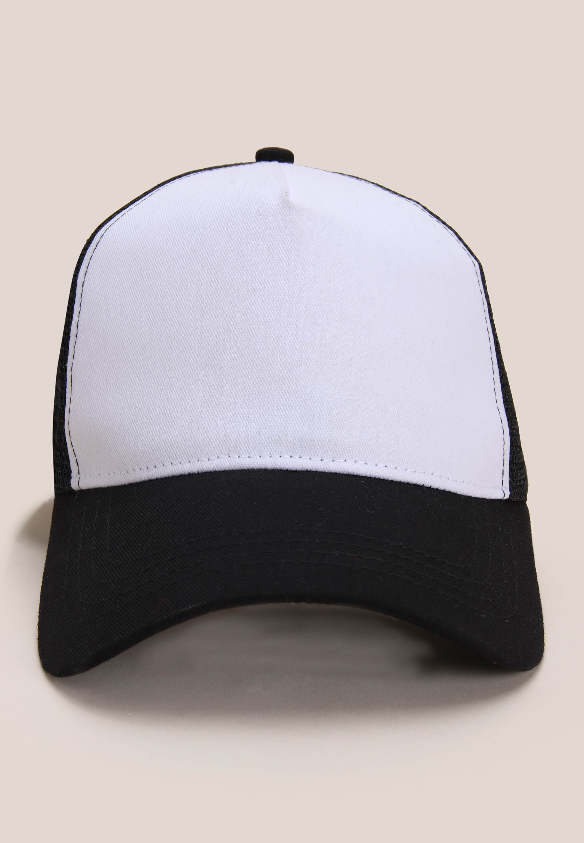 Mens Black & White Plain Trucker Hat