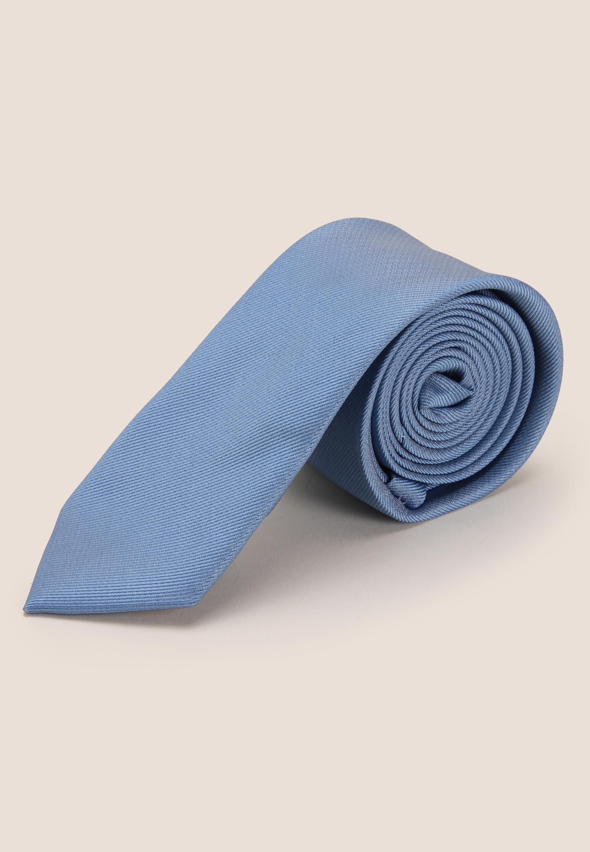 Mens Blue Plain Tie & Pocket Square Set