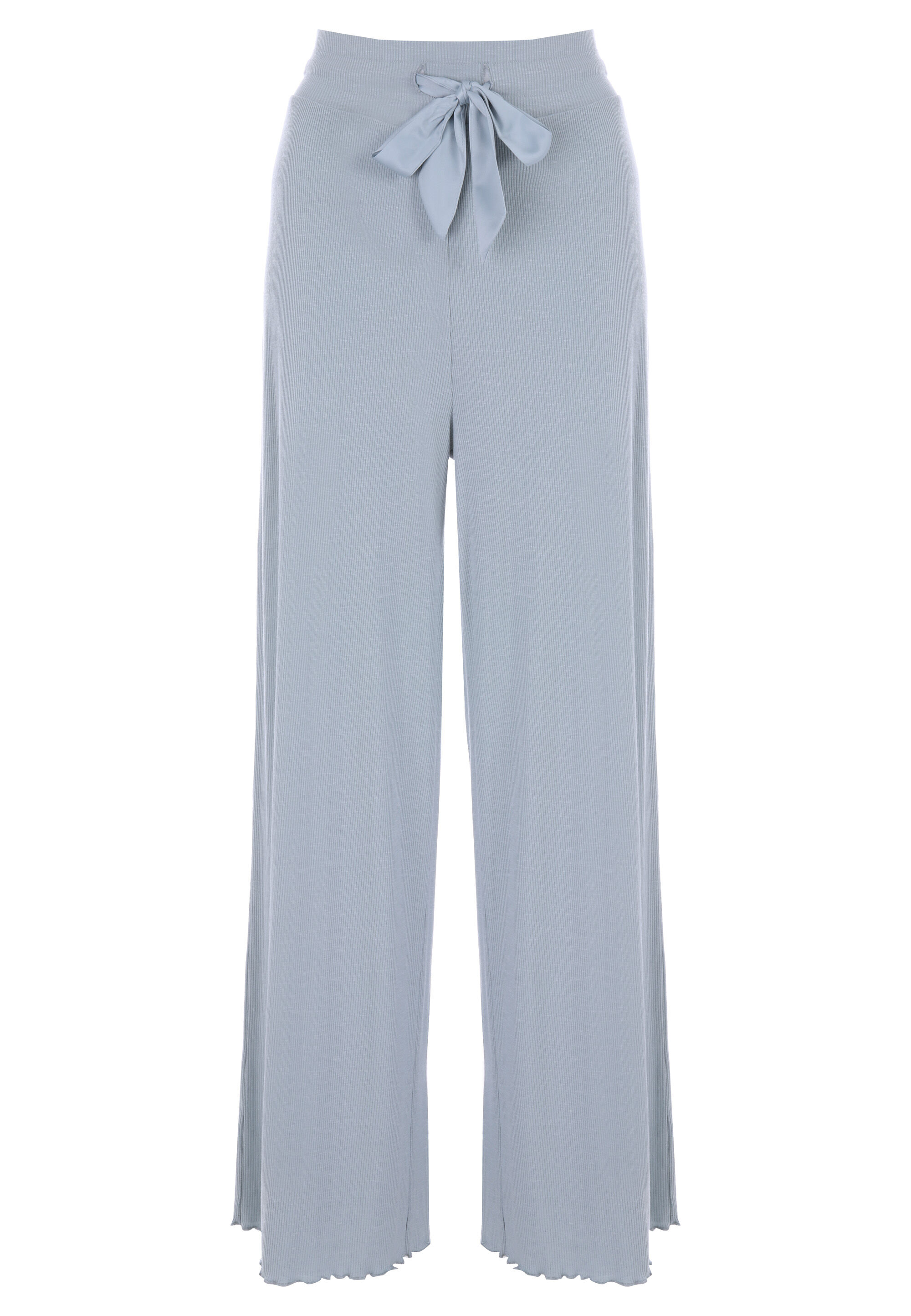 Womens Sage Ribbed Wide Leg Pyjama Bottoms