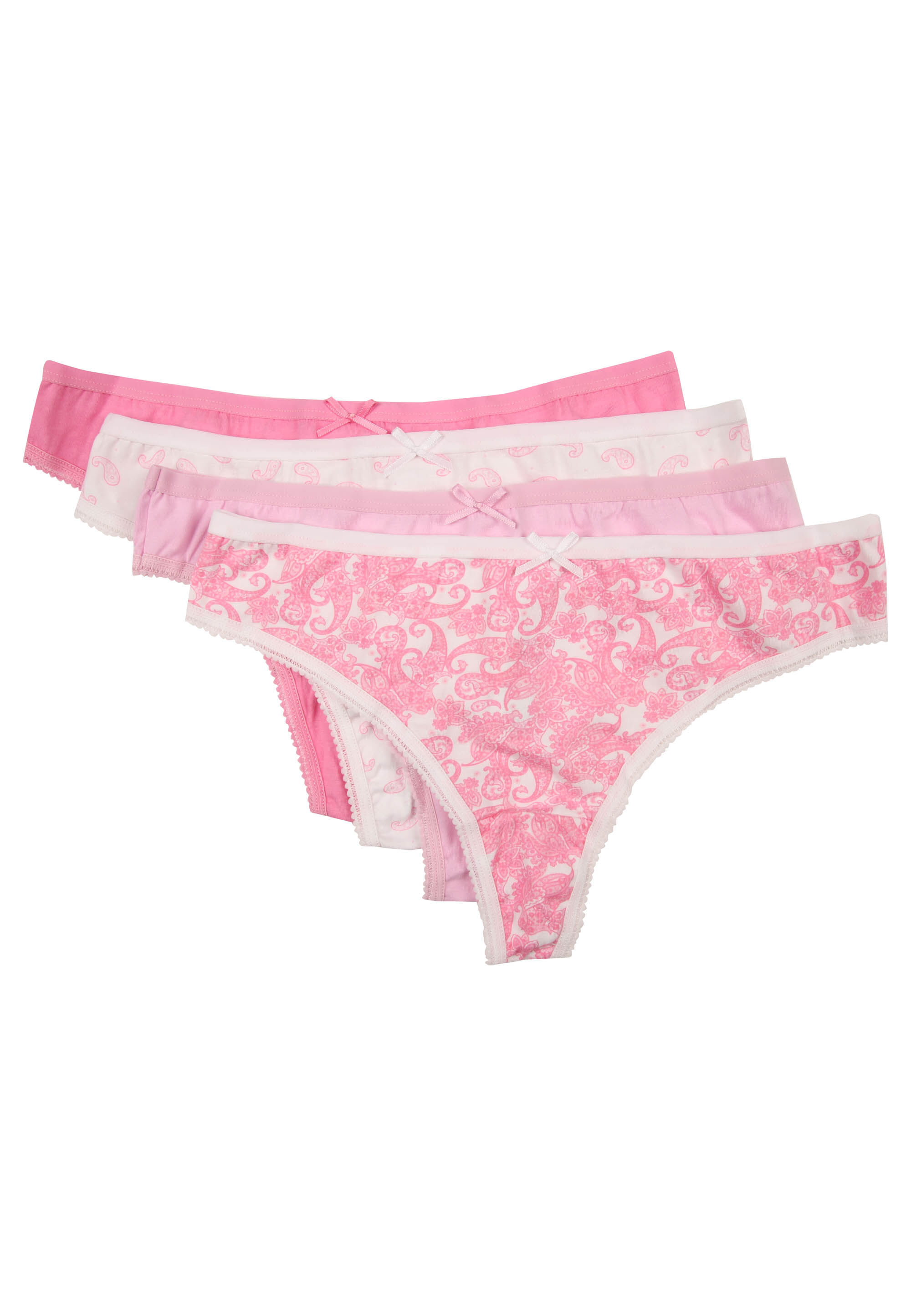 Womens 4pk Pink Paisley Print Thongs