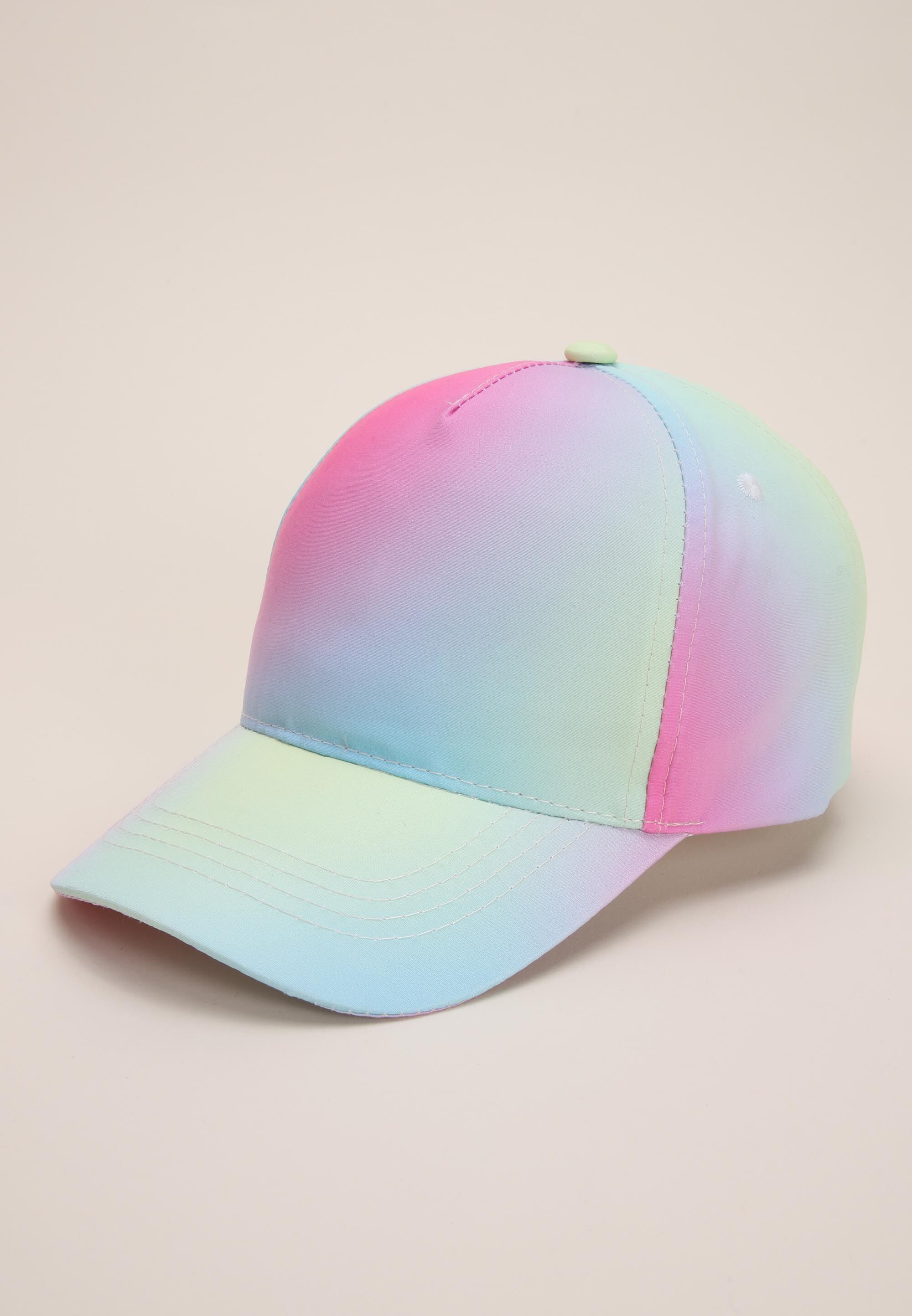 Younger Girls Pink Rainbow Baseball Hat