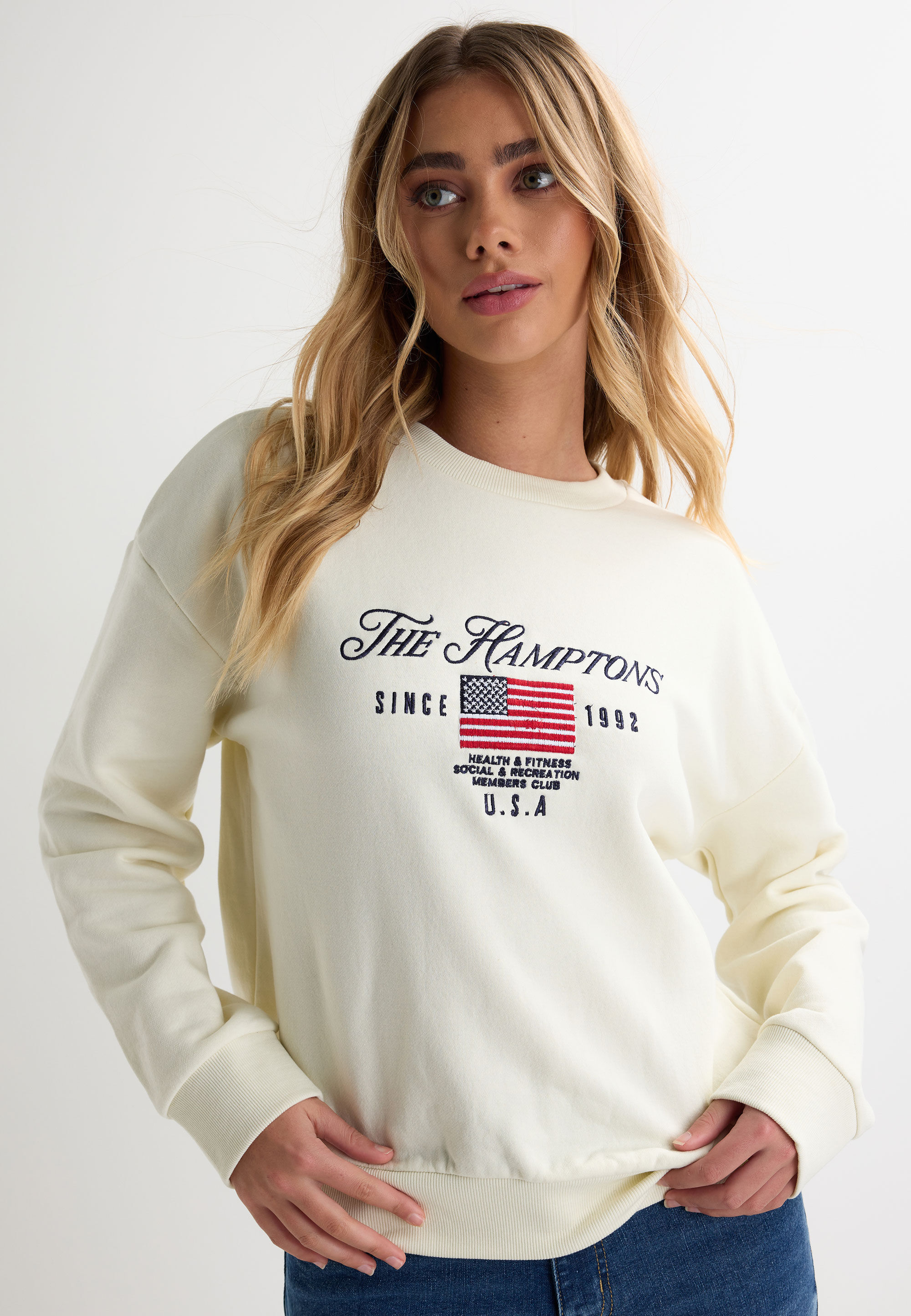 Womens Cream Hamptons 1992 Graphic Sweatshirt
